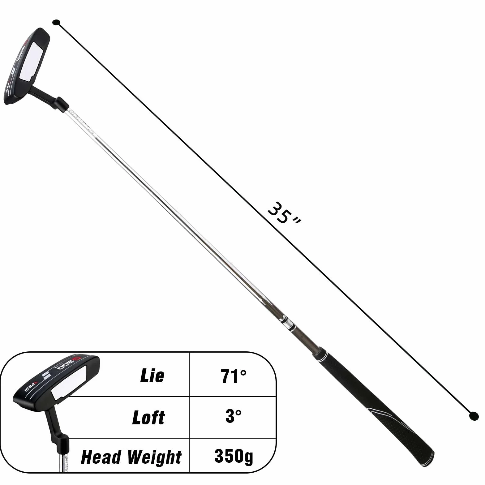 PGM Putter de Golf TUG025-216 - Putter de Acero Inoxidable con Grip PU Antideslizante