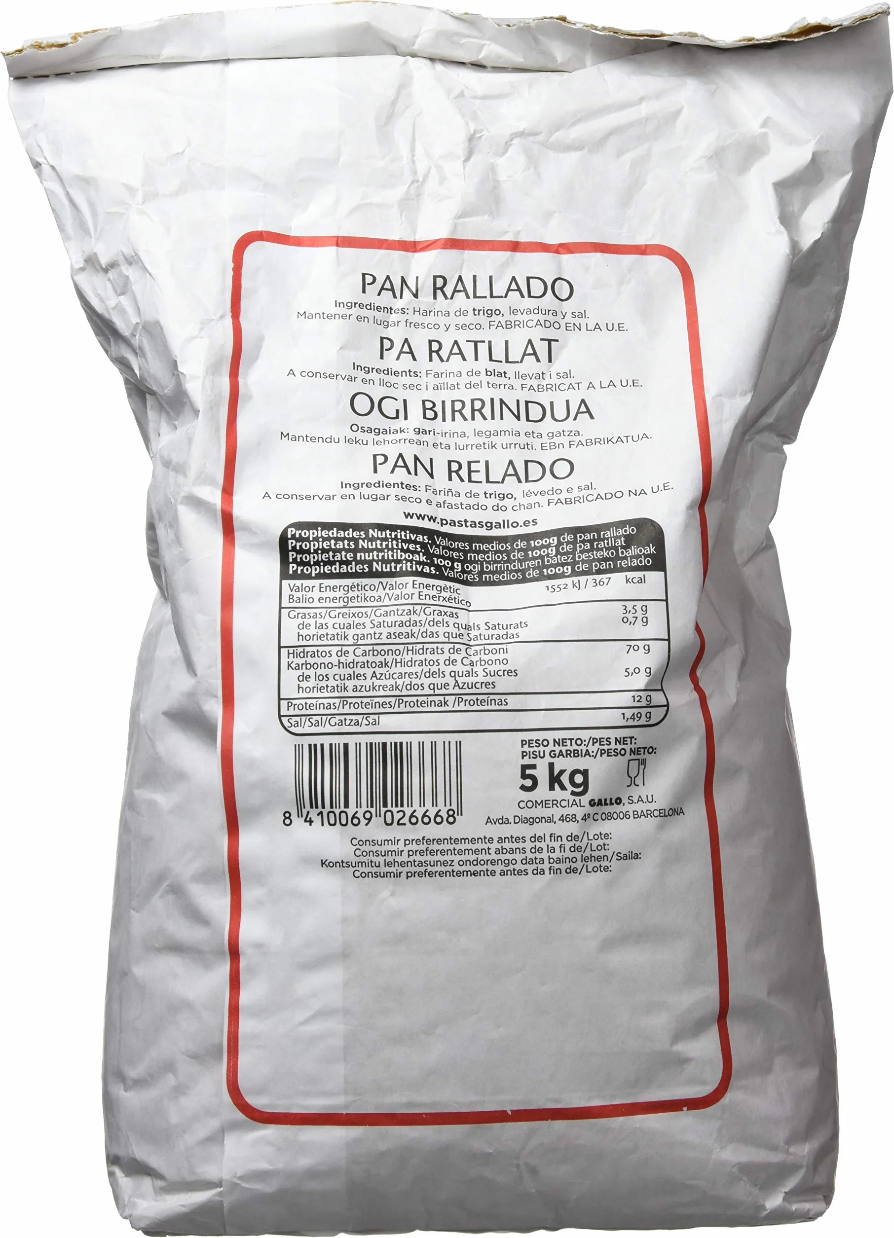 Pastas Gallo Pan Rallado 5000 g