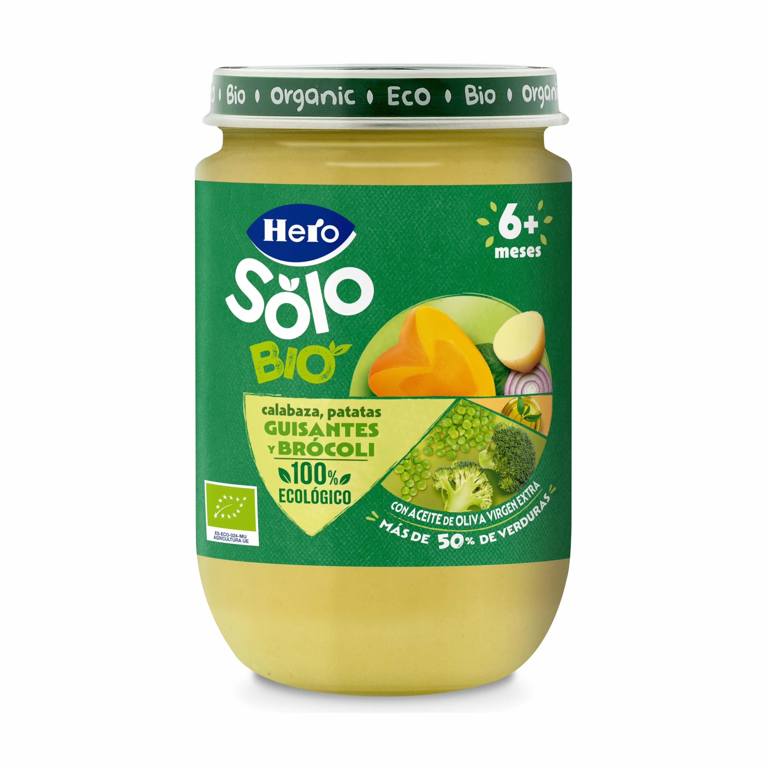 Hero Solo Bio Tarritos de Calabaza, Patatas, Guisantes y Brocoli 100% Ecológico 12 x 190 g