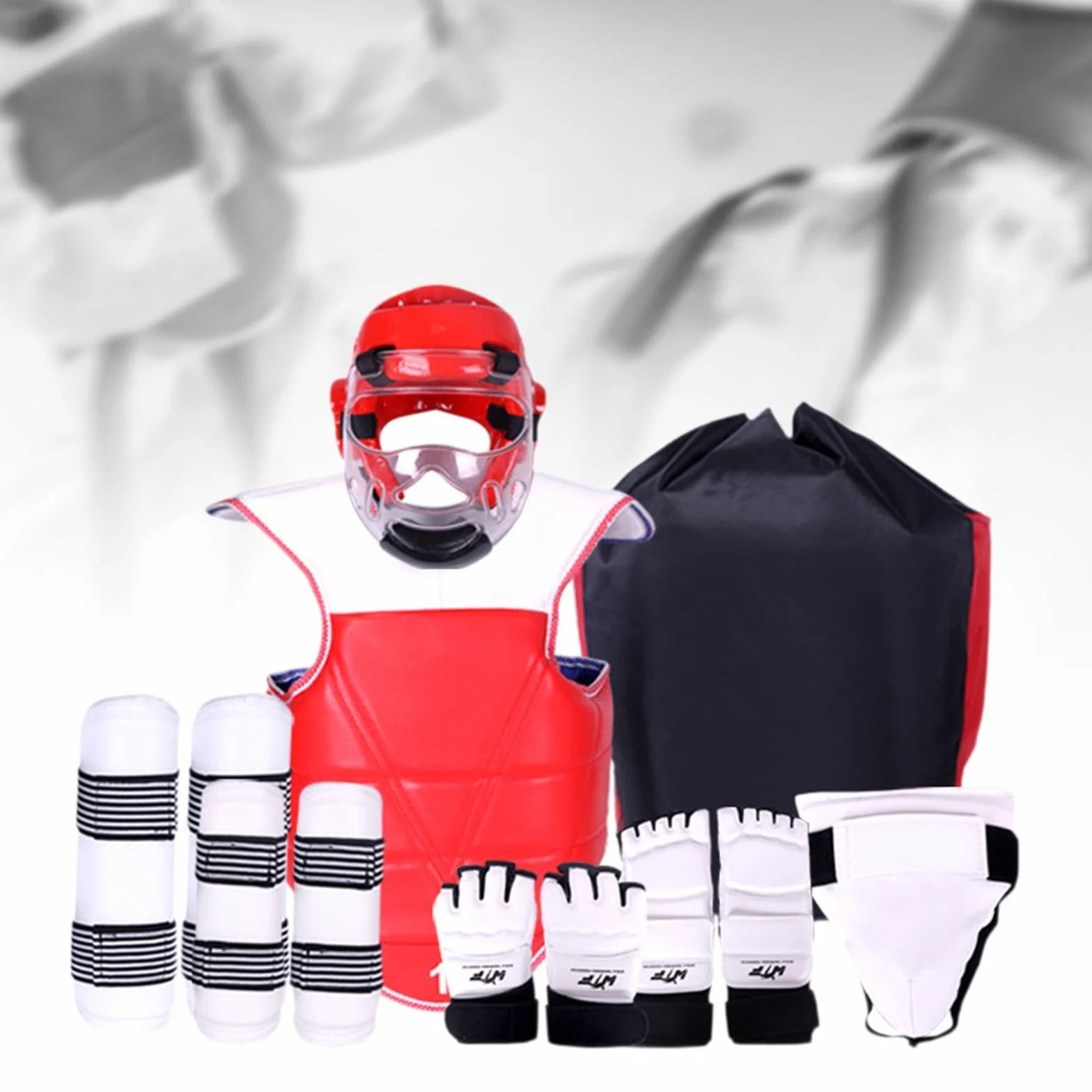KESOTO 8pcs Taekwondo Splitting Gear Set Boxing Headgear Body Arm Protector