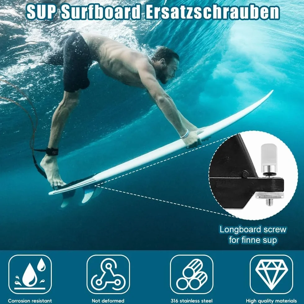 Tornillo de Tabla de Surf, 8PCS Acero Inoxidable para Aleta de Paddle Surf, Longboard