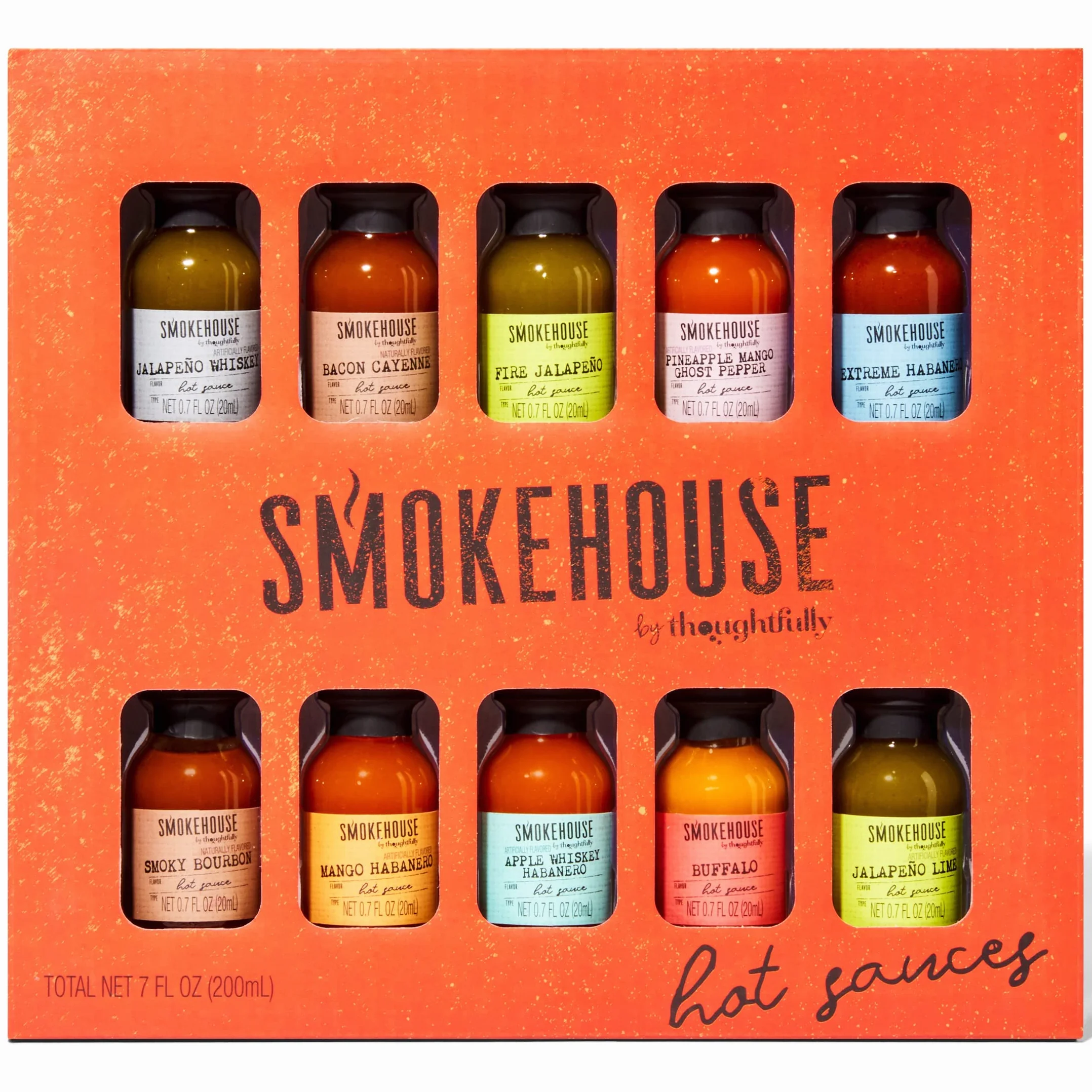 Thoughtfully – Smokehouse Hot Sauce Set – 10 Salsas Picantes para Degustar – Regalo Original para Hombre – Cumpleaños & Día del Padre