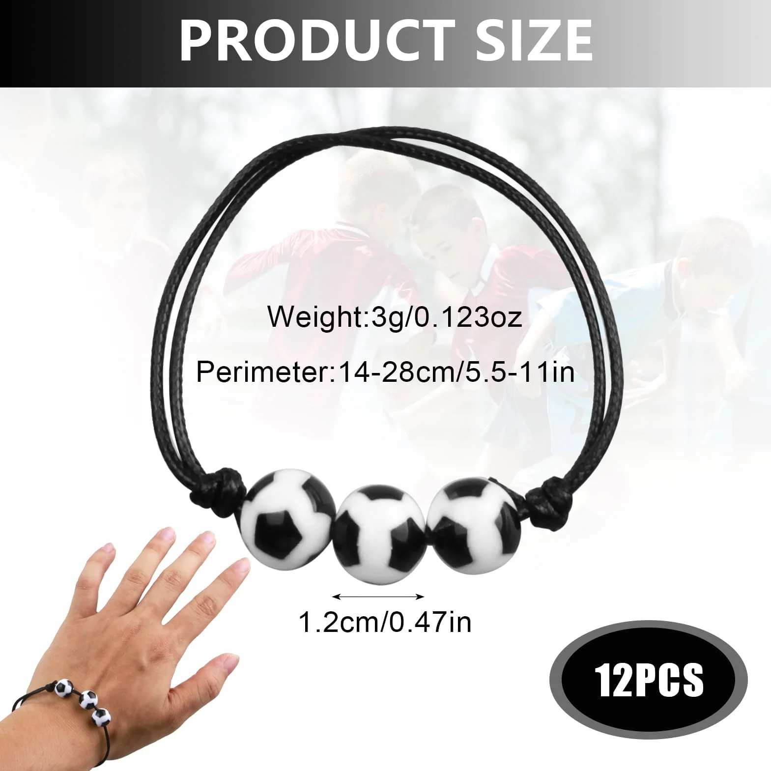 Pulsera de Fútbol Niño Pulseras Pelota, Pulseras Tejidas con Cuentas de Balón, Accesorio para Fiestas y Cumpleaños