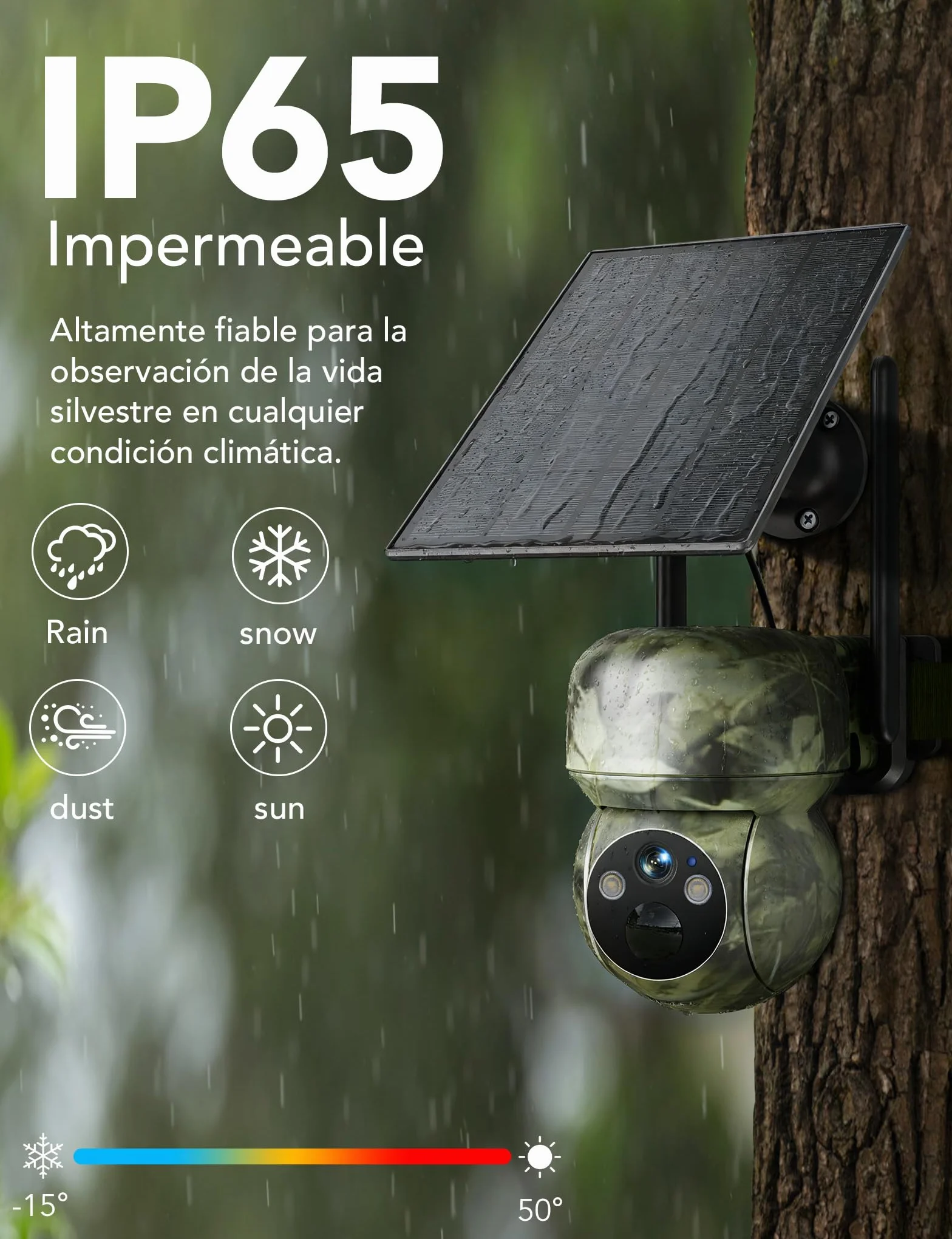 GNCC 4G LTE Camara Fototrampeo de Caza 360°PTZ, 2K Cámara Vigilancia Solar con Tarjeta SIM, Visión Nocturna en Color/Infrarrojos, Audio Bidireccional, IP65 Impermeable, para Caza y Monitoreo Remoto