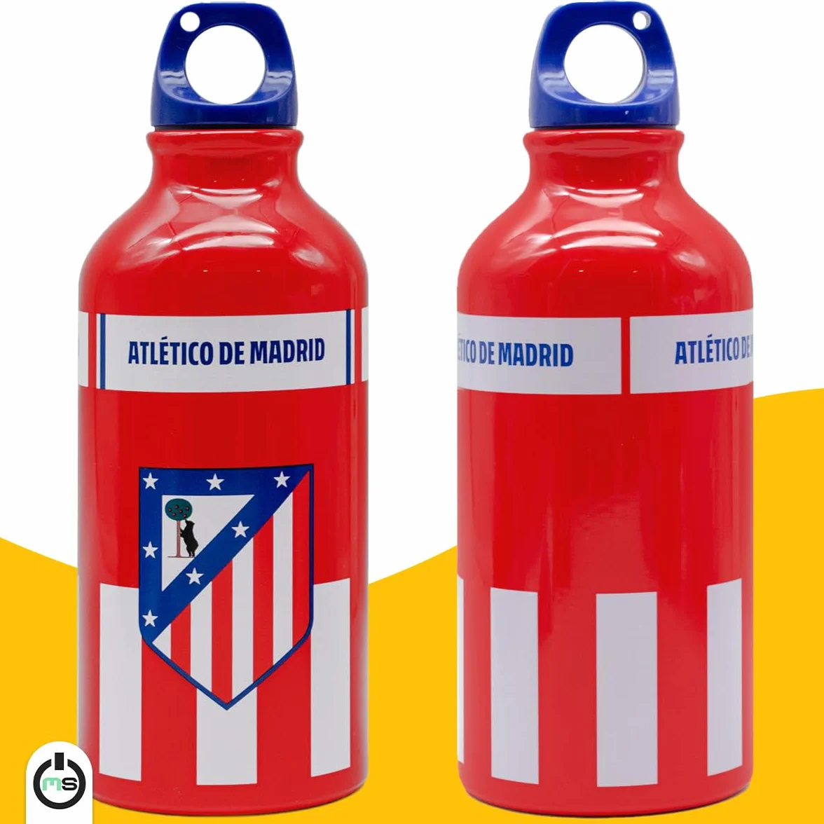 Botella de Aluminio Atlético de Madrid 400ml Cantimplora Reutilizable con Tapón Seguro Oficial