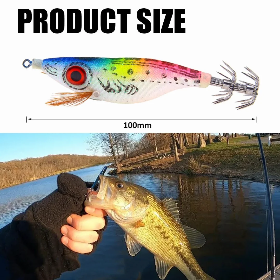 Señuelos de Pesca Artificial Calamar 4 Piezas Kit Cebo Duro Hundimiento Profundo