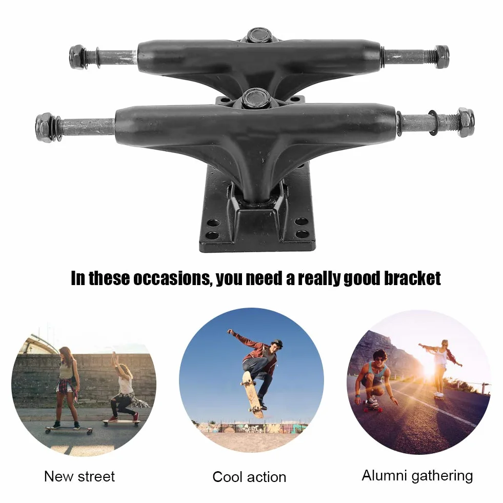 Alomejor 2 Unids Camiones de Skate Profesionales, Puente de Dirección para Longboard, Transmisión por Correa, 4 Ruedas