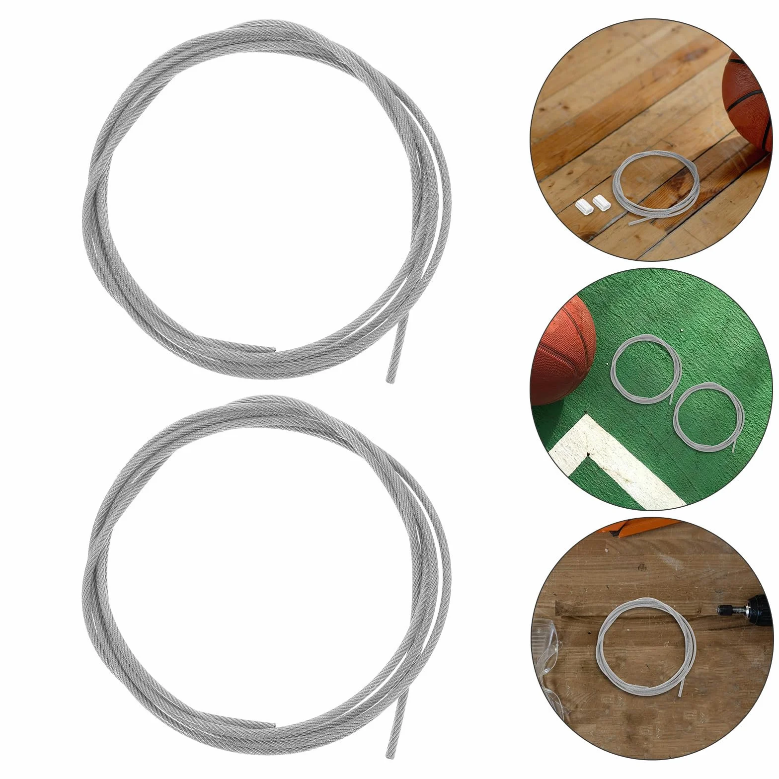 STOBAZA Cuerda para Red de Baloncesto, Cable de Acero Duradero en 2 Piezas, Accesorio de Fijación