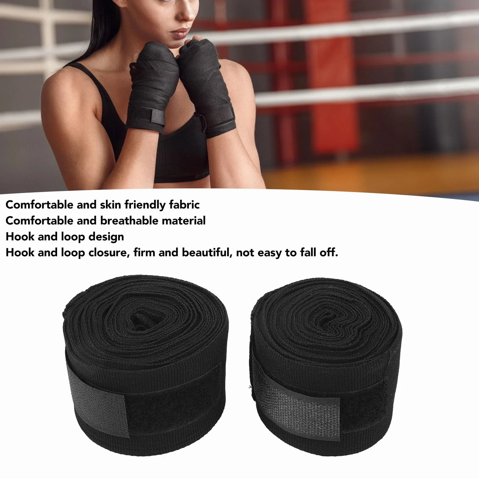 Vendas de Boxeo de Algodón de Secado Rápido, 2 uds., 5m, Gancho y Bucle Semielástico, para Kickboxing Muay Thai
