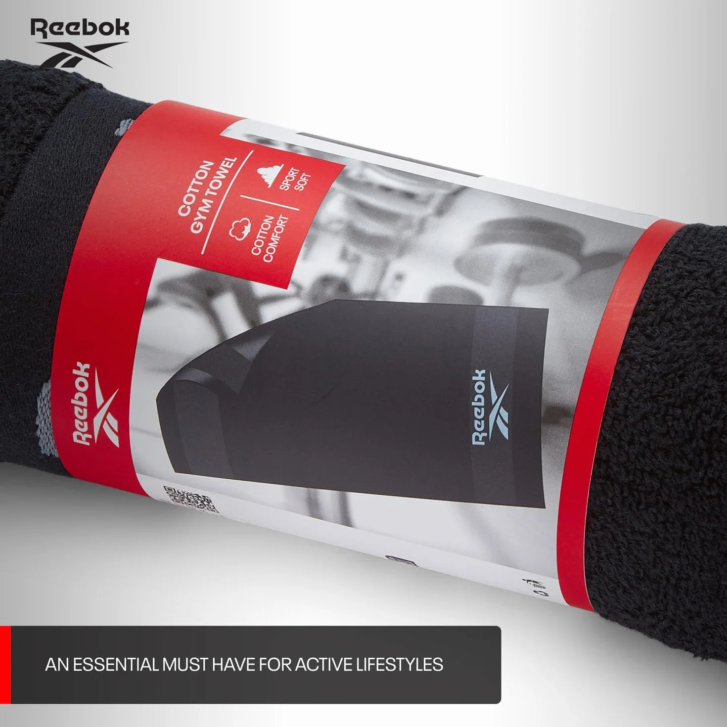 Reebok Toalla de Gimnasio Capri de Algodón 40x80 cm Negro
