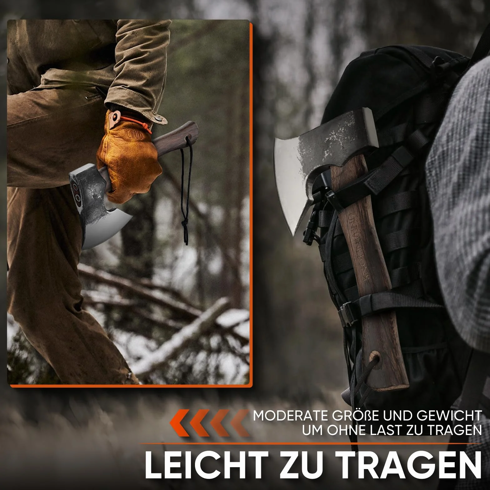 Bellota Hacha Supervivencia Pequeña 27cm 800g Bushcraft con Vaina