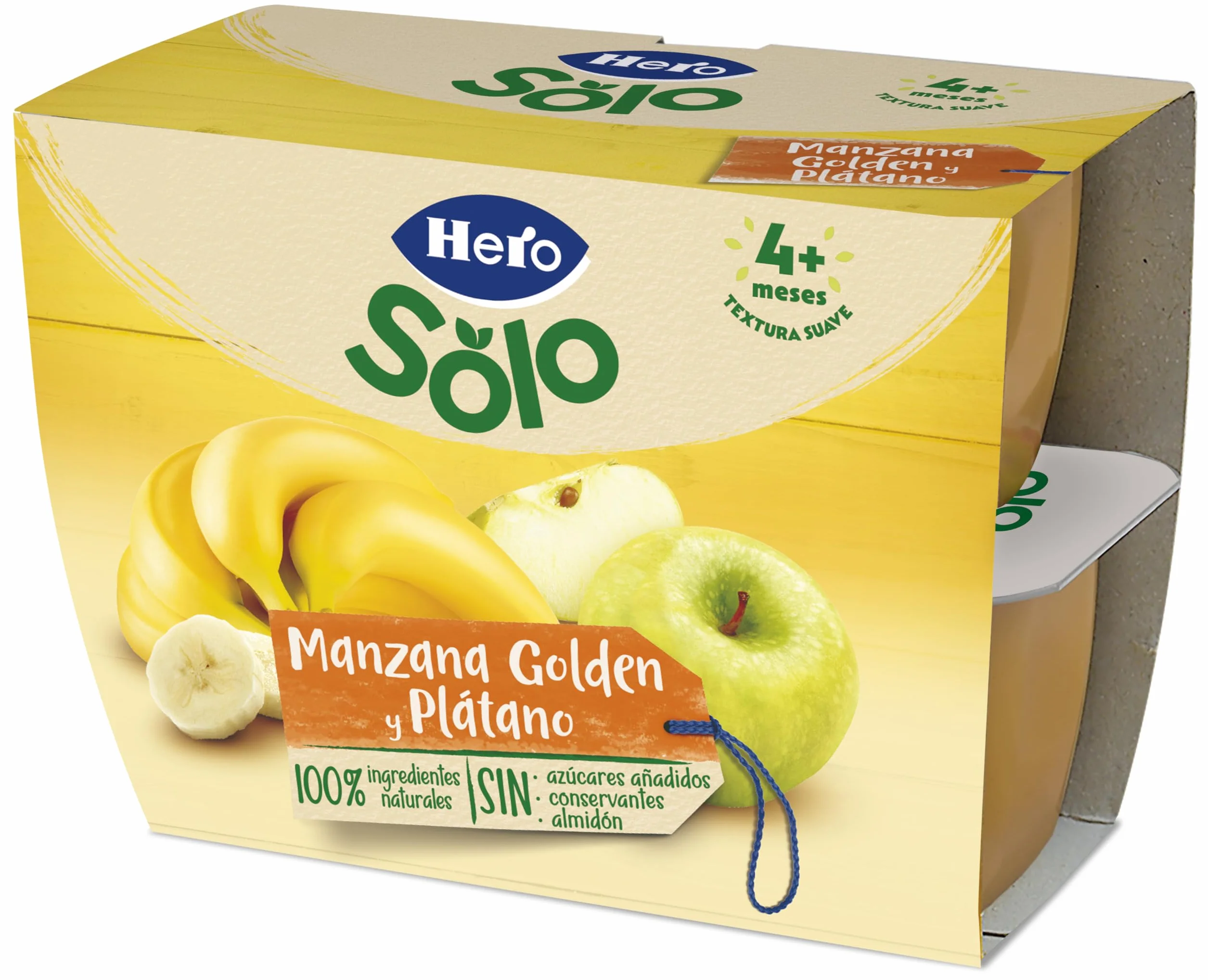 Hero Baby Tarrito Infantil - Tarritos Multifrutas Selectas, Sin Aceite de Palma, Sin azúcares añadidos, Para Bebés desde 4 meses, 100% Fruta, 6 Packs de 4x100gr