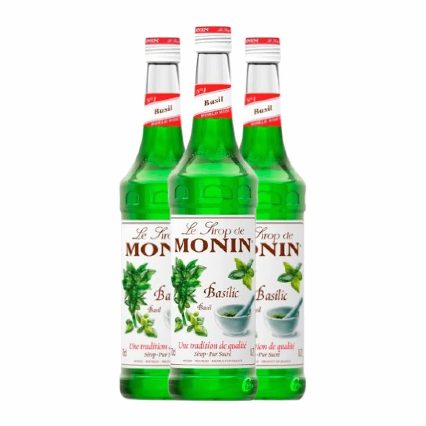 Monin Schnapp Cocktail Sirope Albahaca Basilic 70 cl Pack de 3