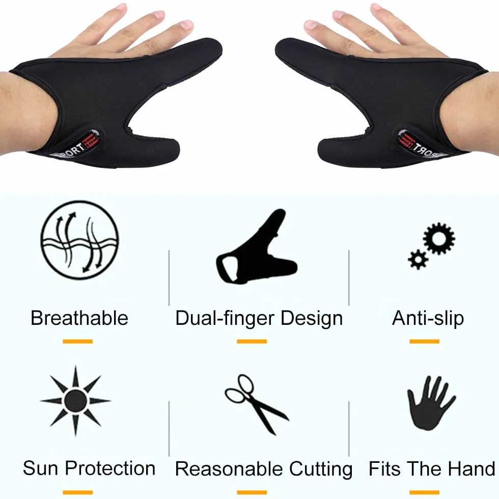 TopHomer 2 guantes de pesca antideslizantes de neopreno protector de dedos para deportes al aire libre control de línea