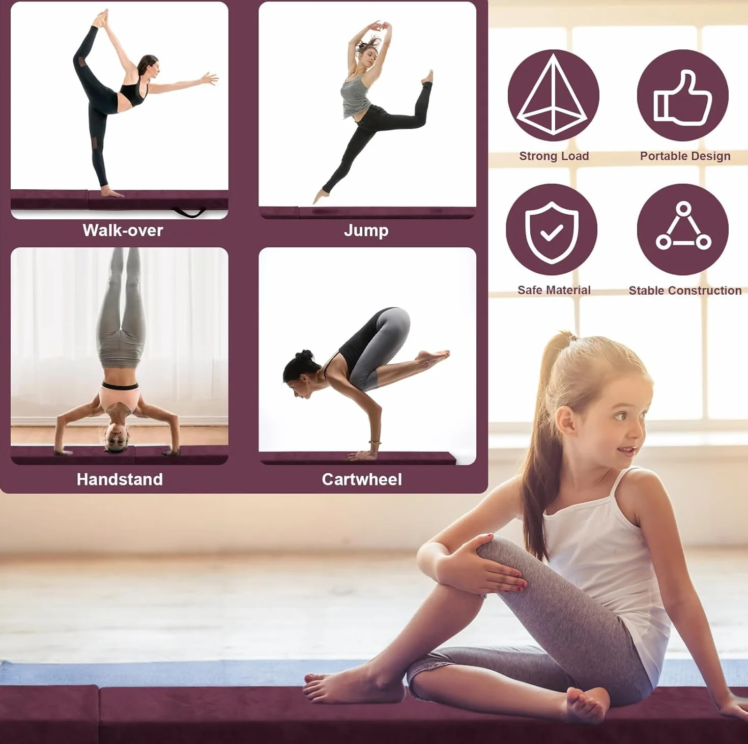 FBSPORT Barra de Equilibrio Plegable 270cm Viga de Gimnasia