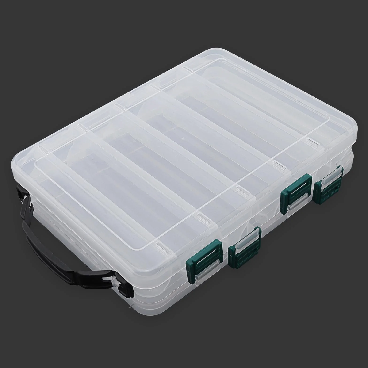 Caja de almacenamiento de aparejos de pesca transparente de plástico 10 rejillas 20 x 16 x 5 cm