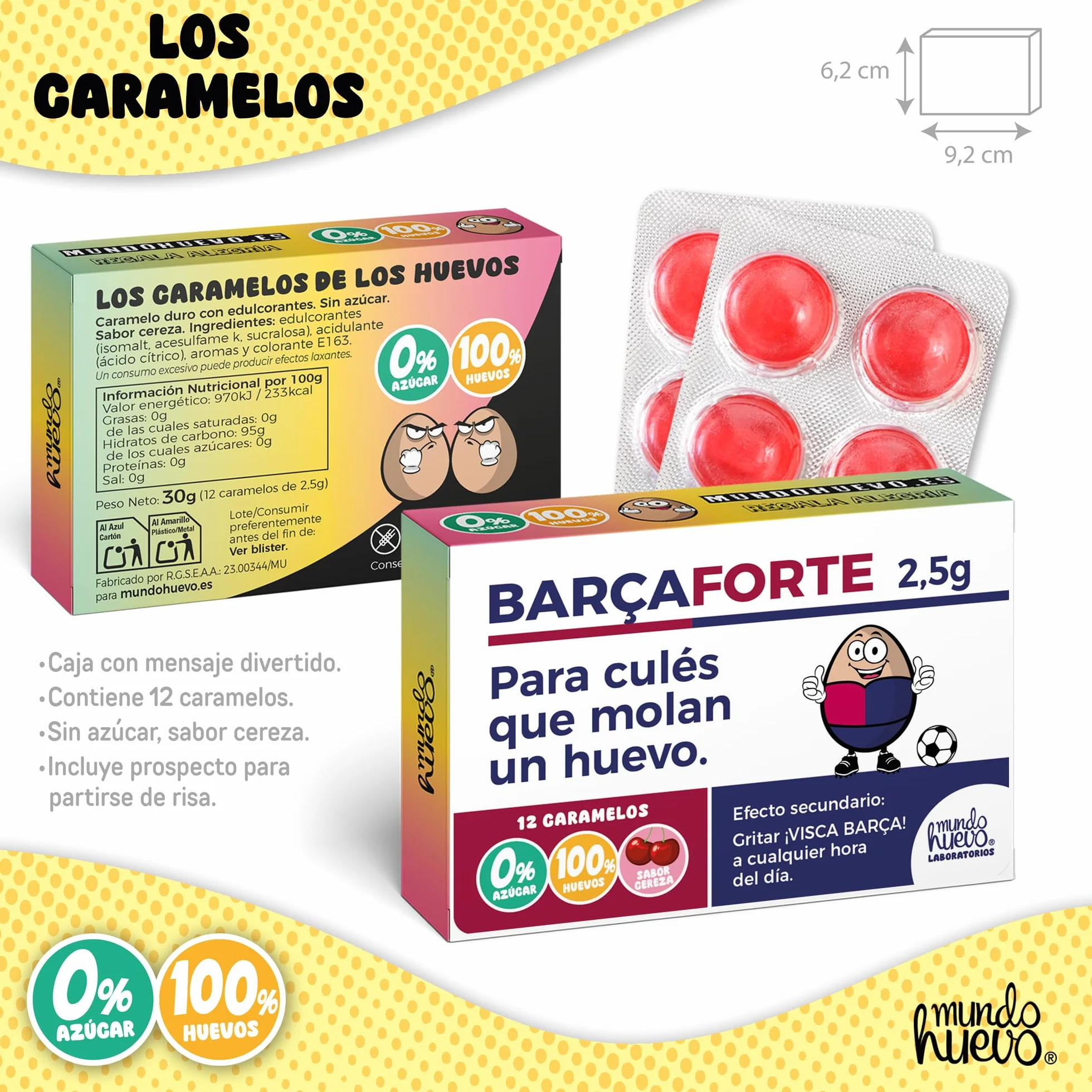 Mundohuevo Taza personalizada con nombre y número fútbol Barcelona + Caramelos divertidos Pack regalo personalizado para aficionados