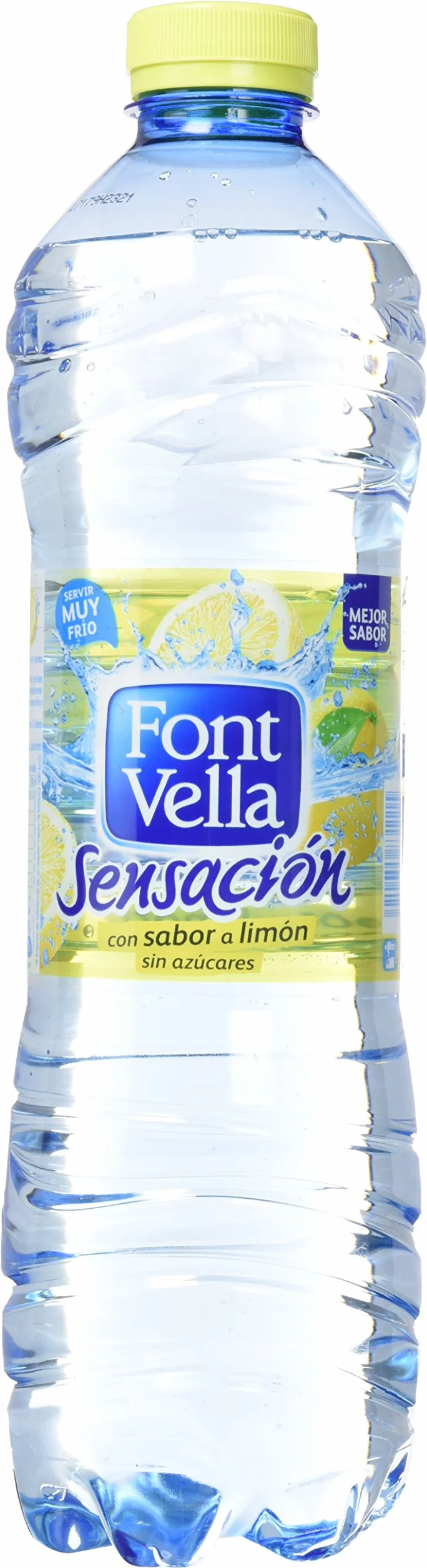 Font Vella Sensación Limón, Agua con sabor limón y lima sin calorías, 6 botellas de 1.25 litros