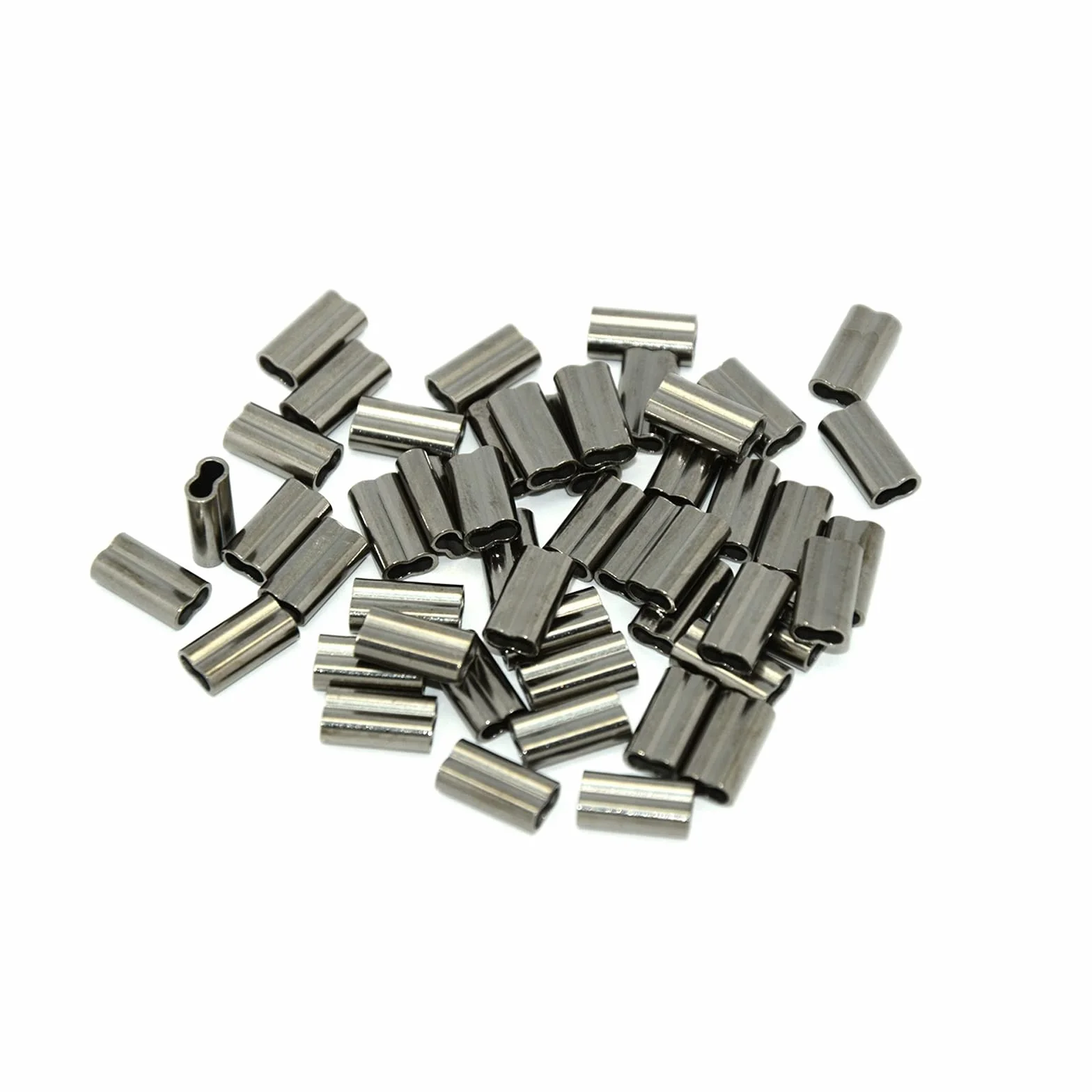Conectores de Tubo Línea de Pesca, Manguitos de Crimpado Doble Barril, Cobre 1,2 mm y 0,8 mm, 200 Piezas
