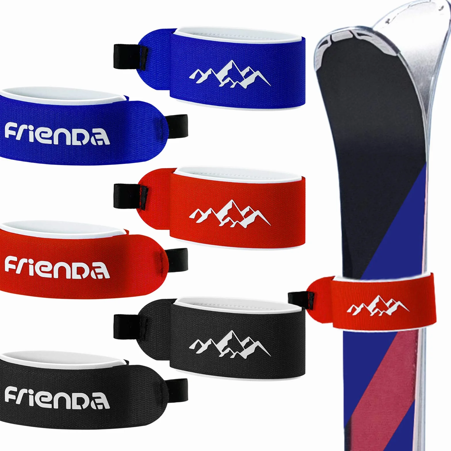 Correas de Esquí Ajustables para Familia Navidad Rojo Negro Azul