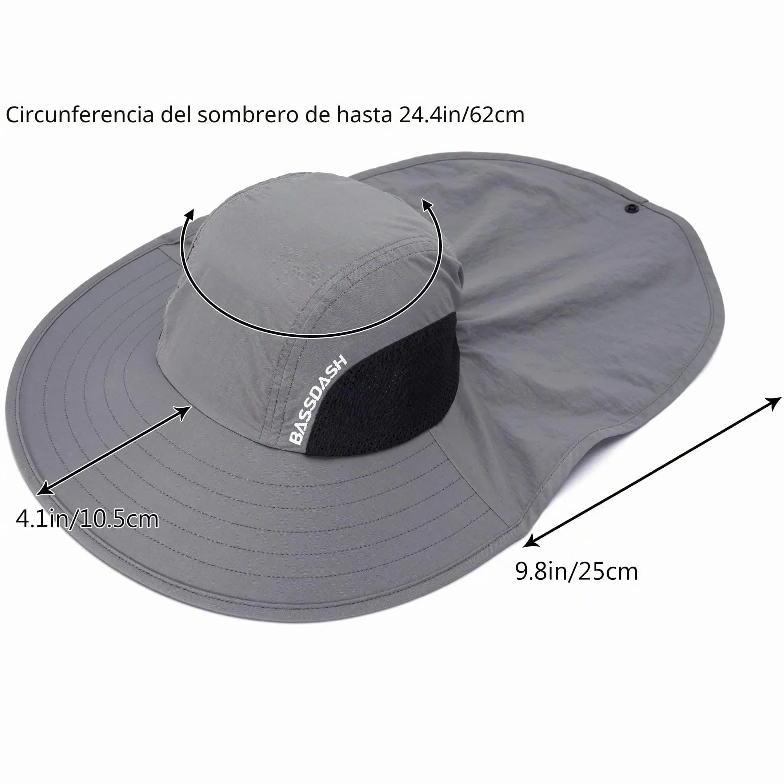 Bassdash UPF 50+ Sombrero de Sol de ala Ancha Resistente al Agua con Solapa de Cuello Grande para Pesca