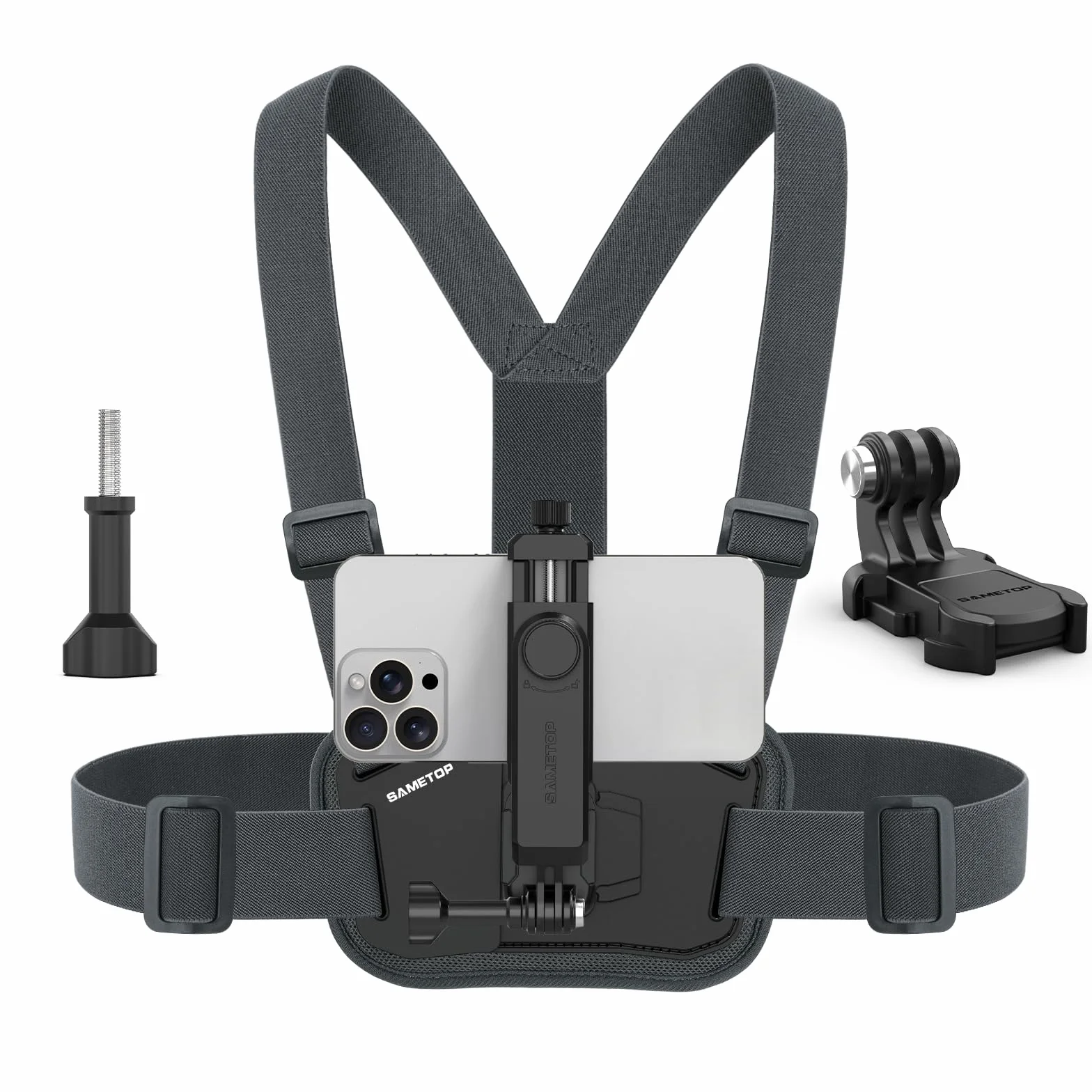 Arnés para Teléfono Móvil Pecho Soporte Correa Chest Mount Compatible iPhone Samsung GoPro 13/12/11/10/9/8 dji Osmo Cámaras Acción POV VLOG