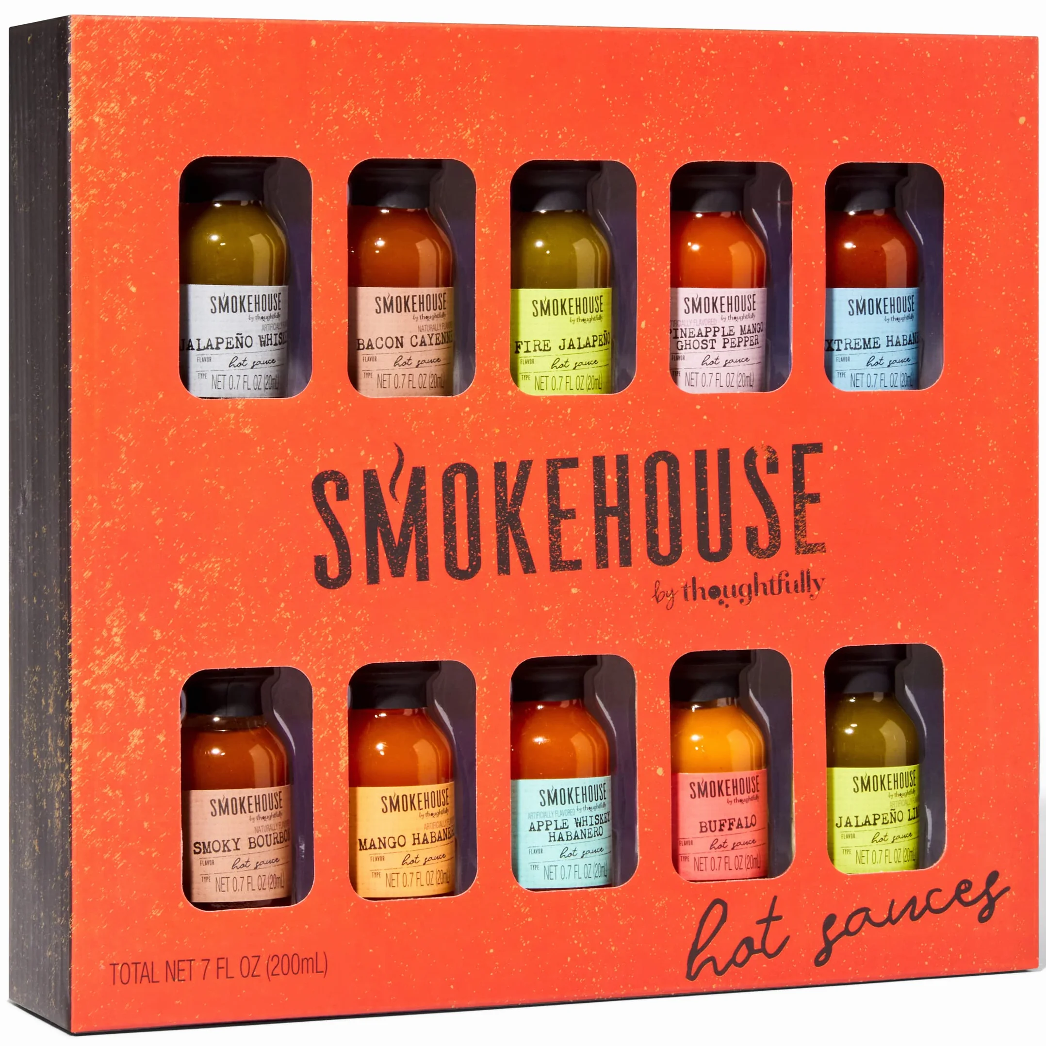 Thoughtfully – Smokehouse Hot Sauce Set – 10 Salsas Picantes para Degustar – Regalo Original para Hombre – Cumpleaños & Día del Padre