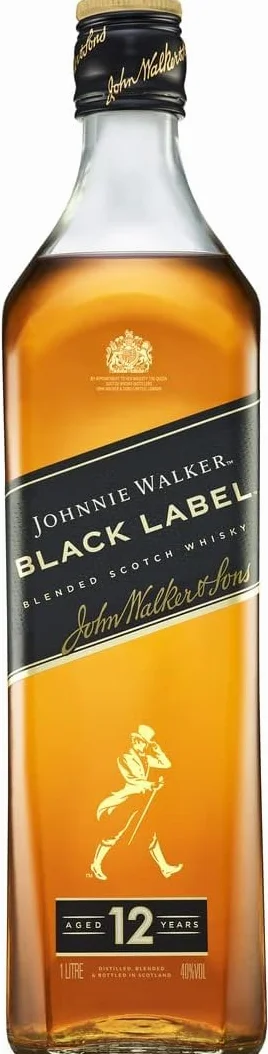 Johnnie Walker Black label, Whisky escocés blended 12 años, 1 l