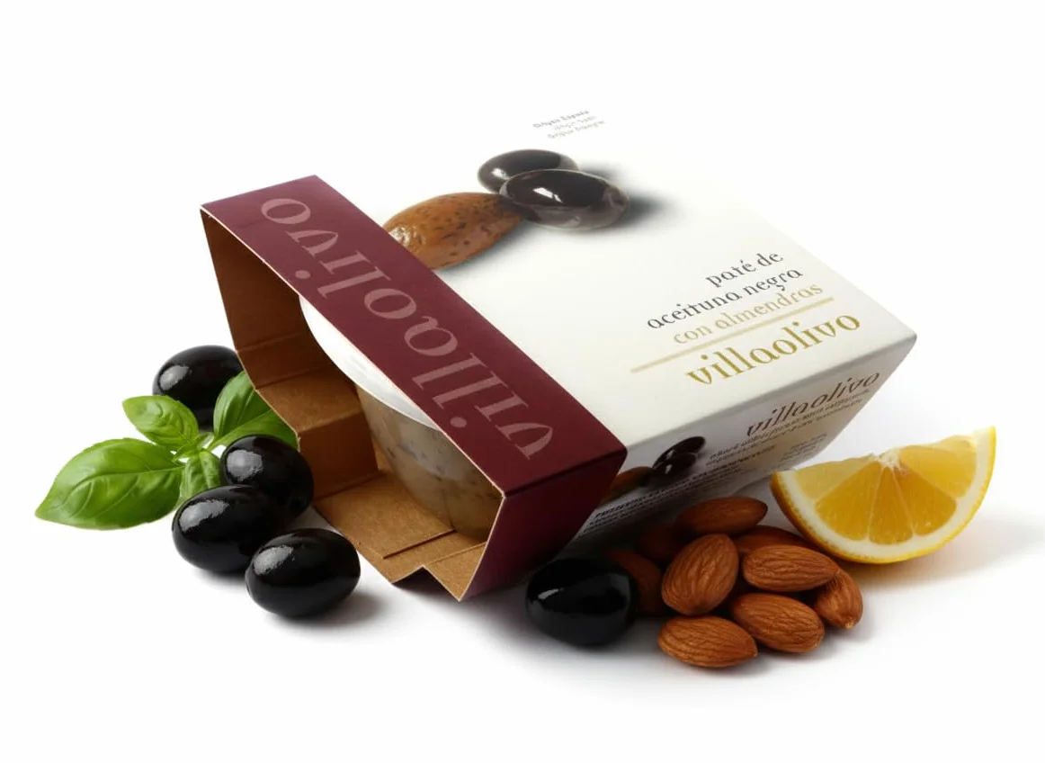 Villaolivo - Pack 12x125g Paté Gourmet de Aceitunas Verdes con Almendras y Aceitunas Negras con Almendras | 100% Natural, Vegano y Sin Conservantes | Ideal para Tapas y Tostadas | Hecho en España