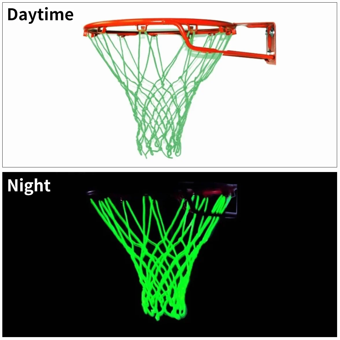 Red de baloncesto que brilla en la oscuridad WANGCL, 12 bucles, tamaño estándar, resistente, alimentada por el sol