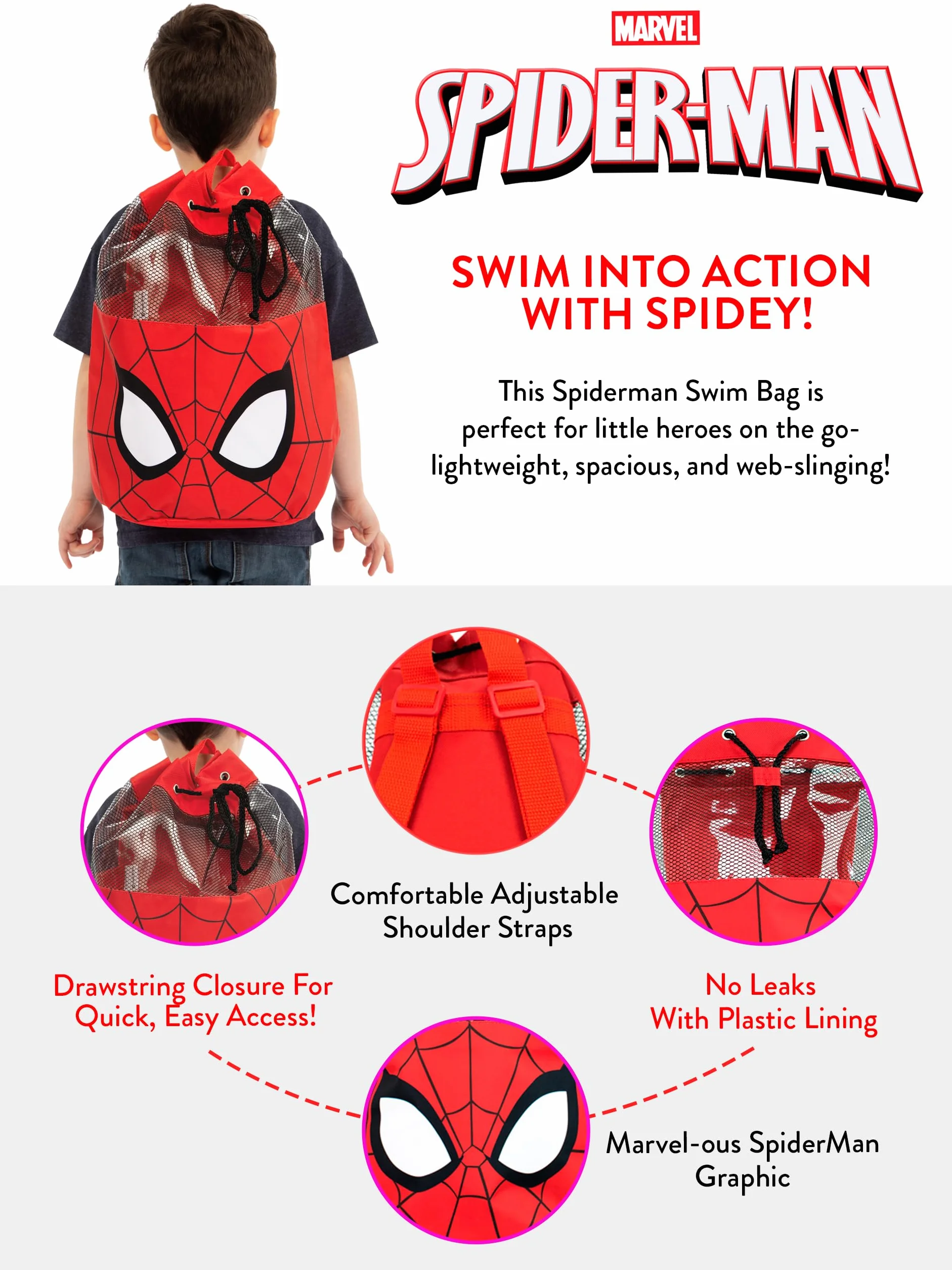 Marvel Bolsa de Natación para Niños Spiderman
