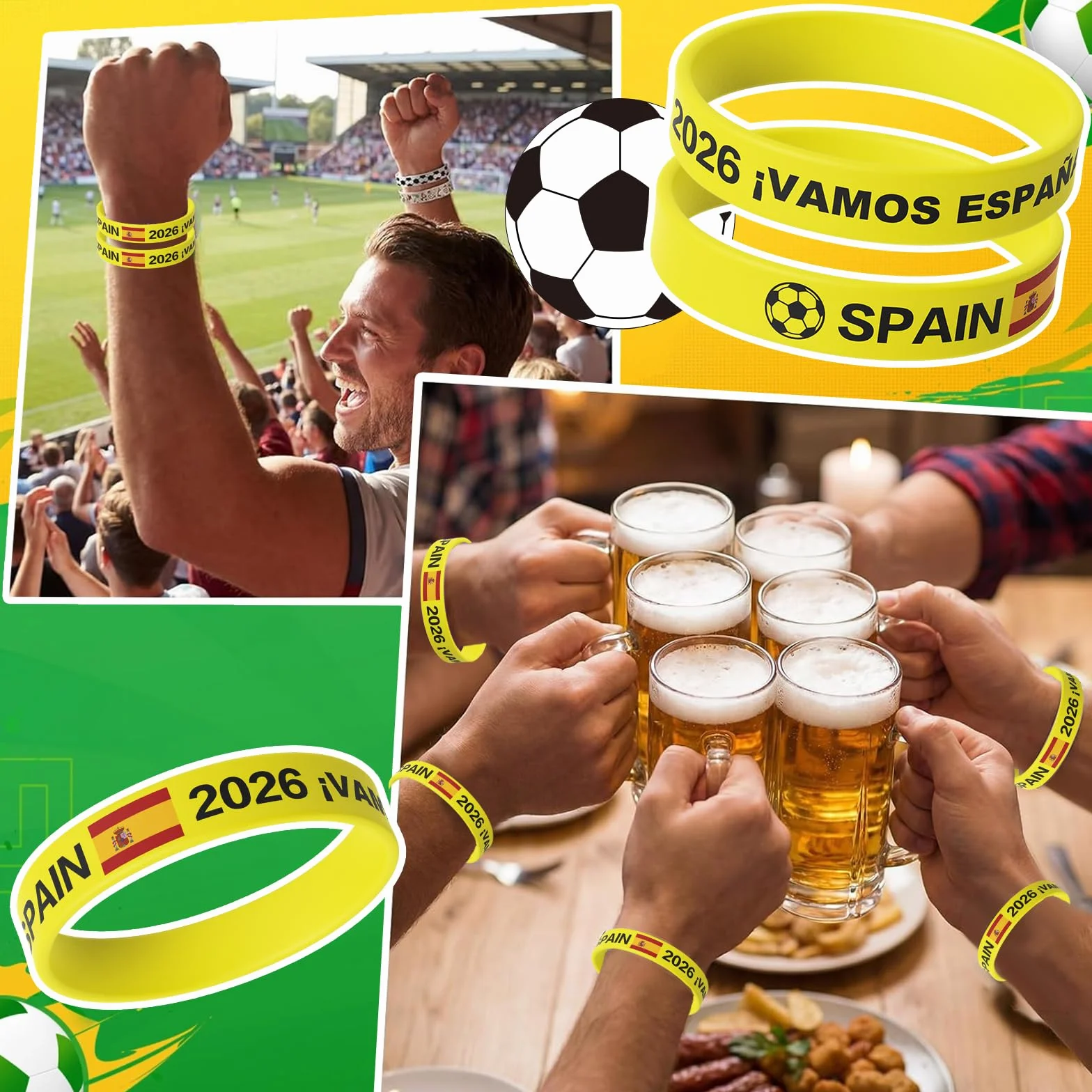 YESAH Pulsera de silicona 20P Copa Mundial 2026 para adultos