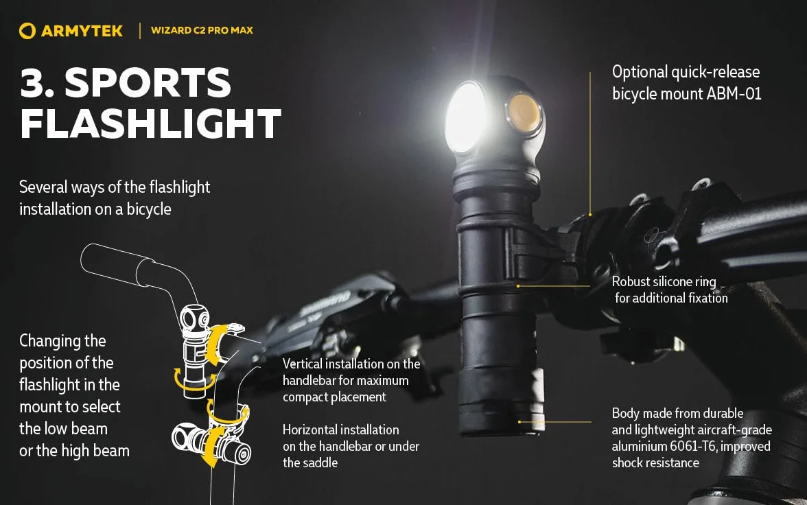 Armytek Wizard C2 Pro Max Linterna frontal LED 3720 lúmenes luz cálida recargable USB