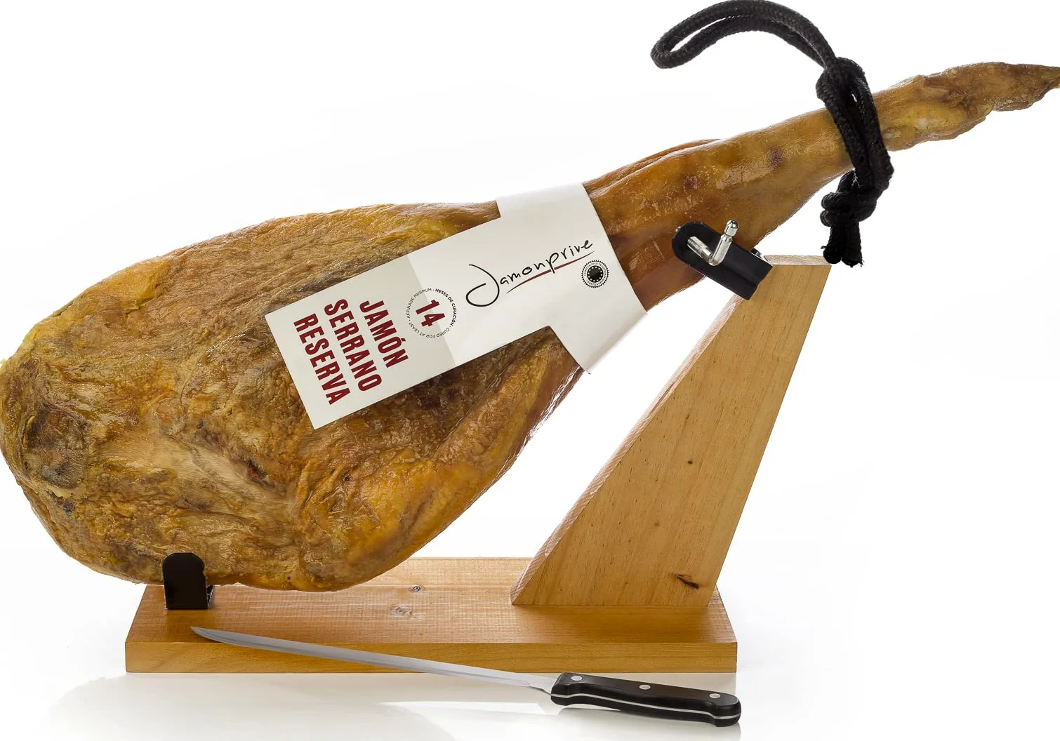 Jamonprive Jamón Serrano Reserva 6.2 - 6.8 Kg + Jamonero + Cuchillo Jamonprive