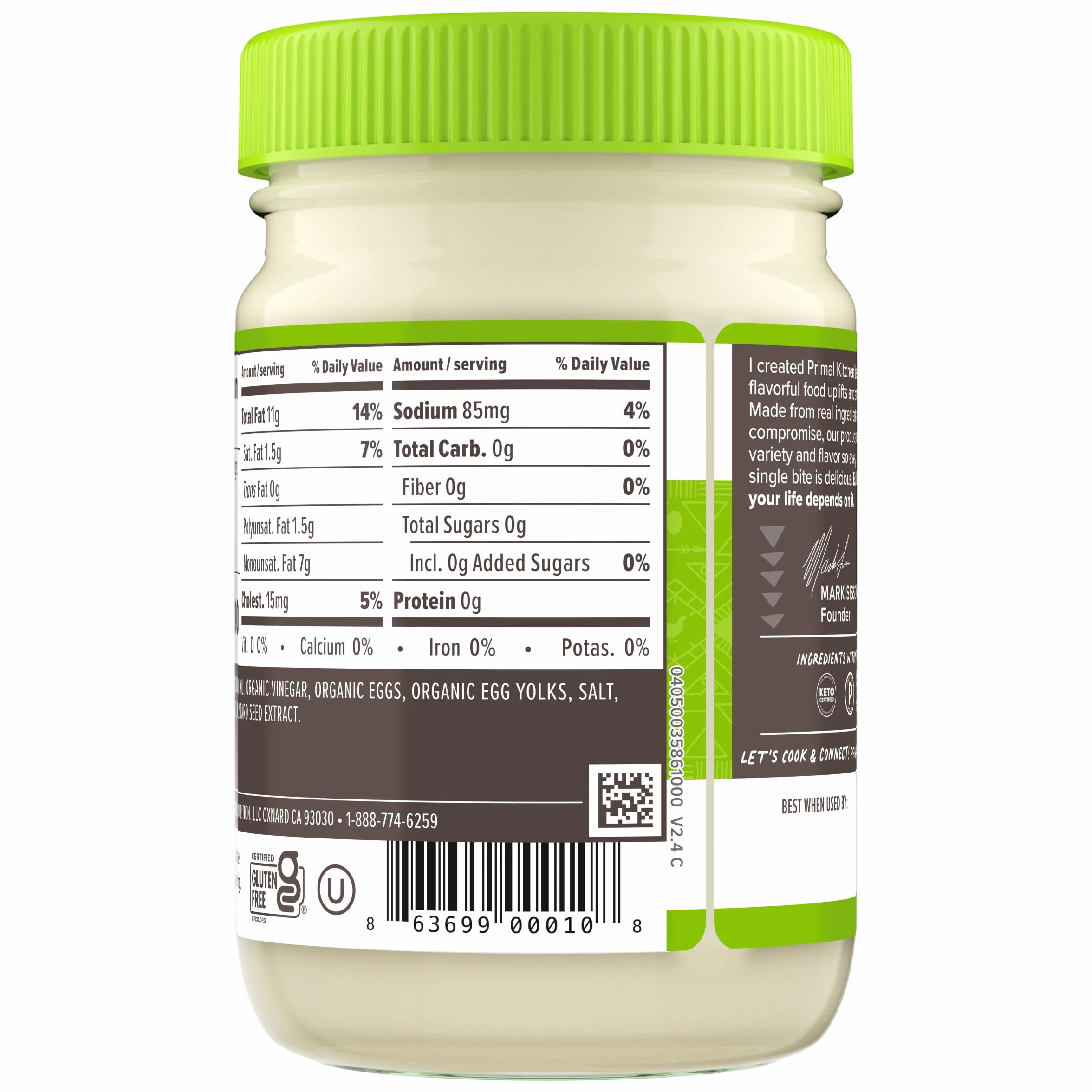 Primal Kitchen - Mayo hecho con aceite del aguacate - 12 oz.