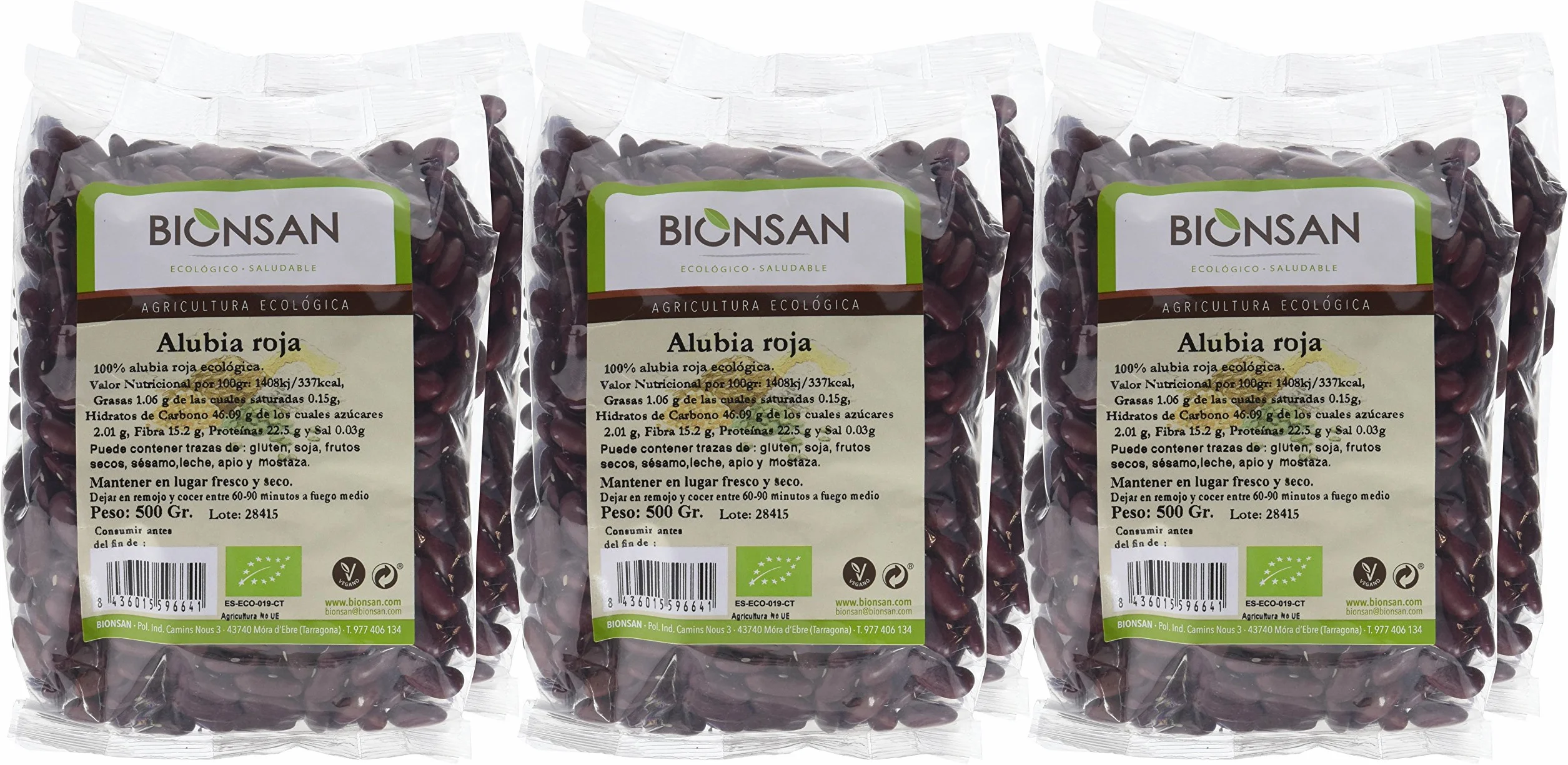 Bionsan Alubia Roja Ecológica | 6 Bolsas de 500 gr | Total: 3000 gr