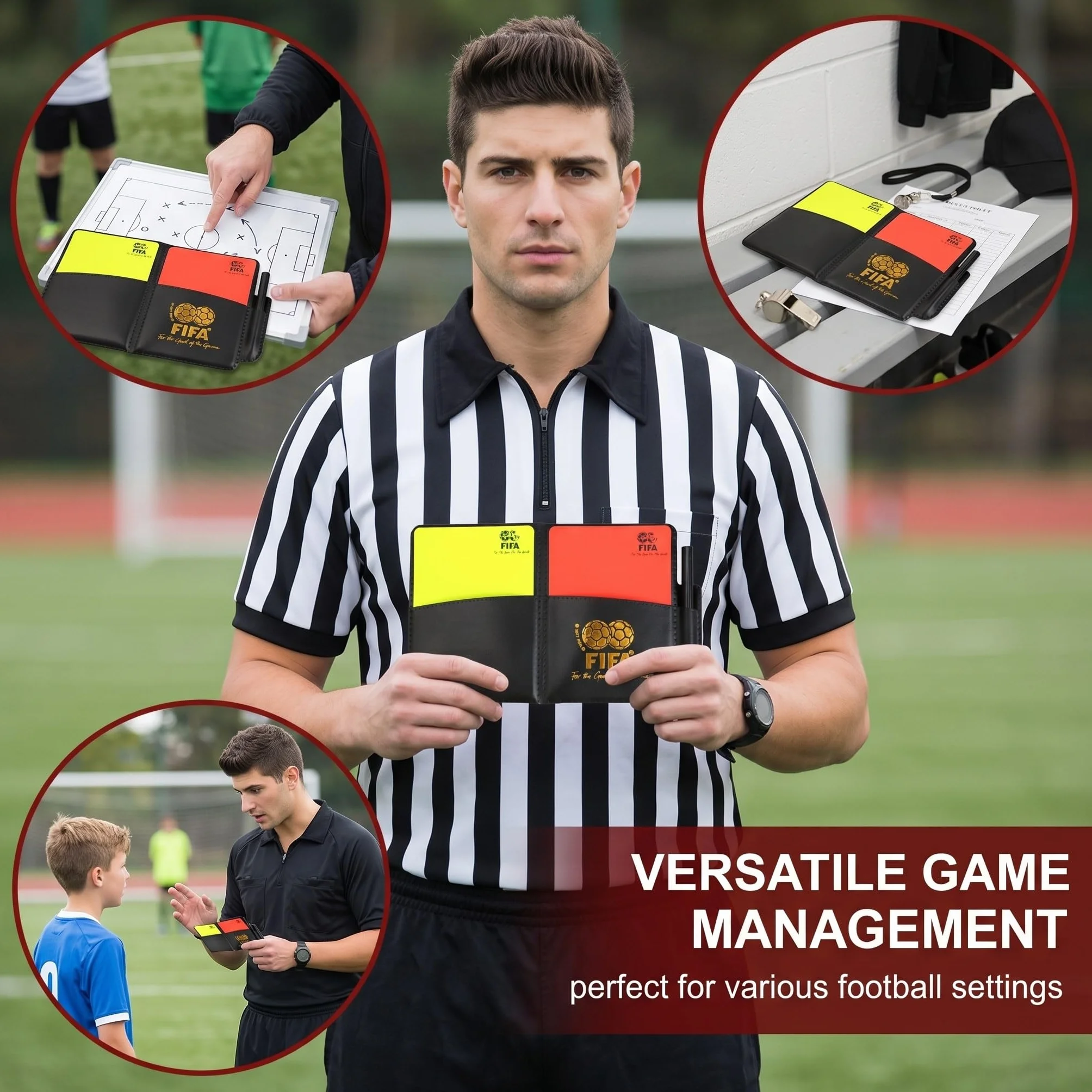 Kit de Tarjetas Árbitro Fútbol, PVC Tarjetas Amarillas y Rojas con Bolígrafo, Juego Deportivo para Partidos Escolares