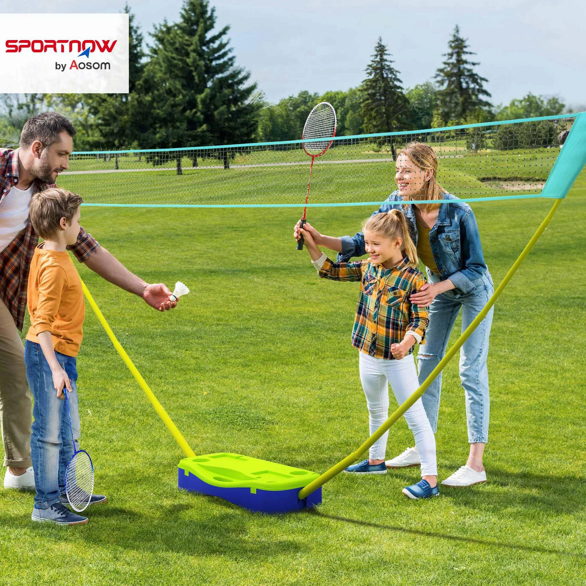 SPORTNOW Red de bádminton 2 en 1 de 4 m con Soporte y Bolsa de Transporte