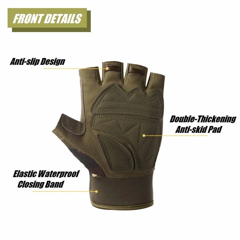 Guantes sin dedos para exteriores ligeros transpirables protectores escalada motocicleta camping