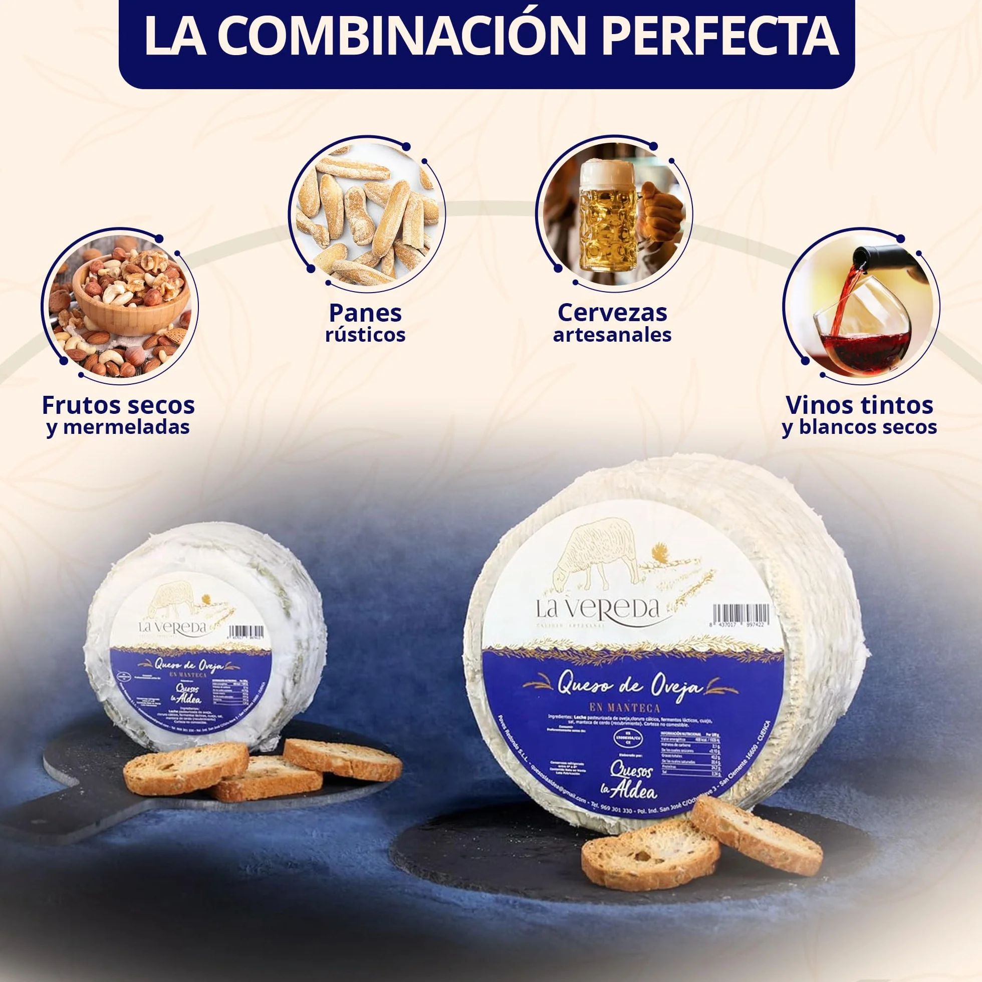 Queso Artesano de Oveja en Manteca de Cerdo 3 kg Curado Mínimo 6 Meses