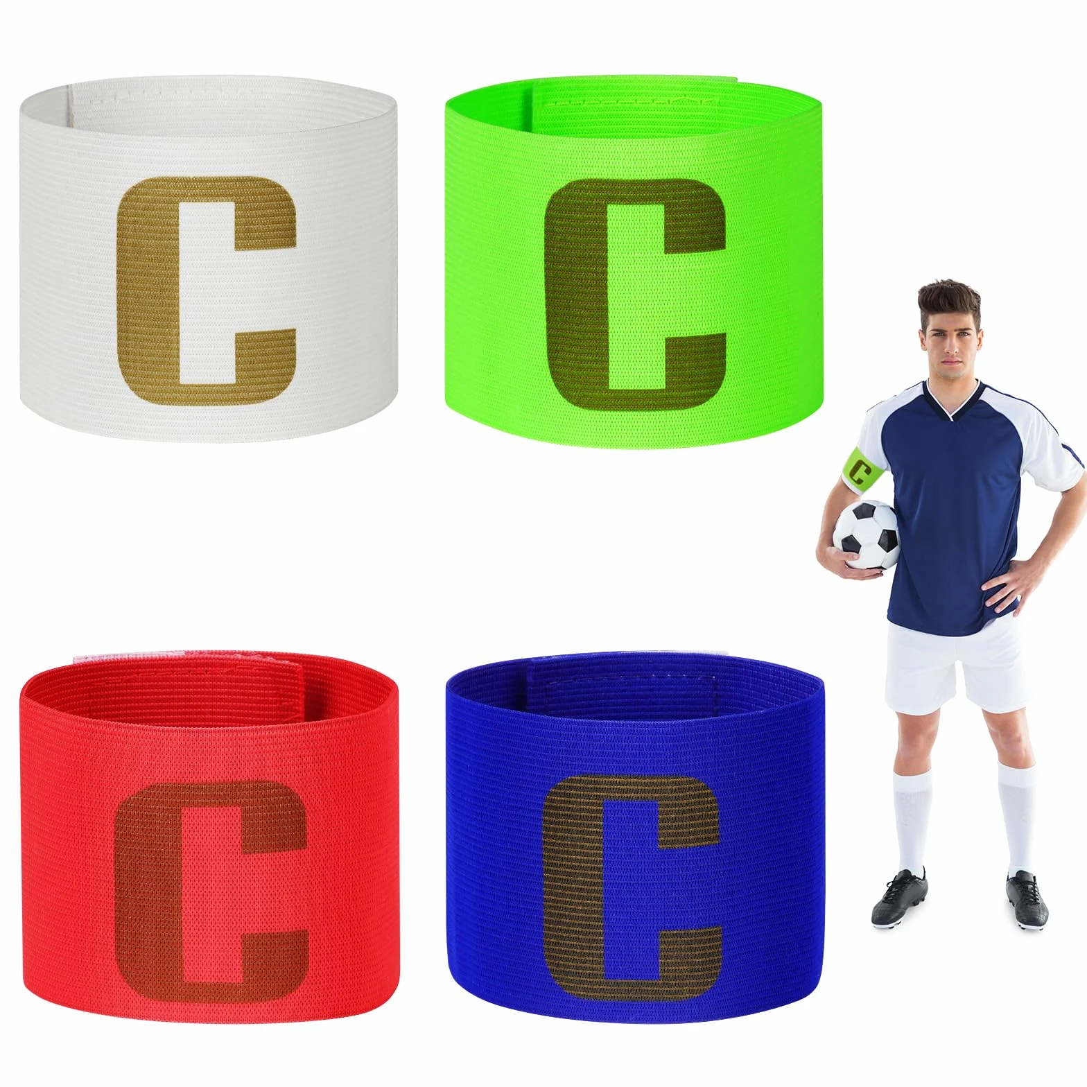 Flintronic Brazaletes de Capitán de Fútbol, Pulsera Elástica Unisex, Cierre de Velcro, Multicolor