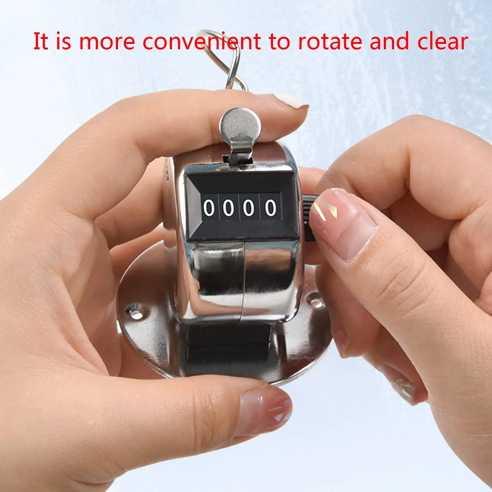 Contador de clicker Tally de metal mecánico digital de mano con soporte