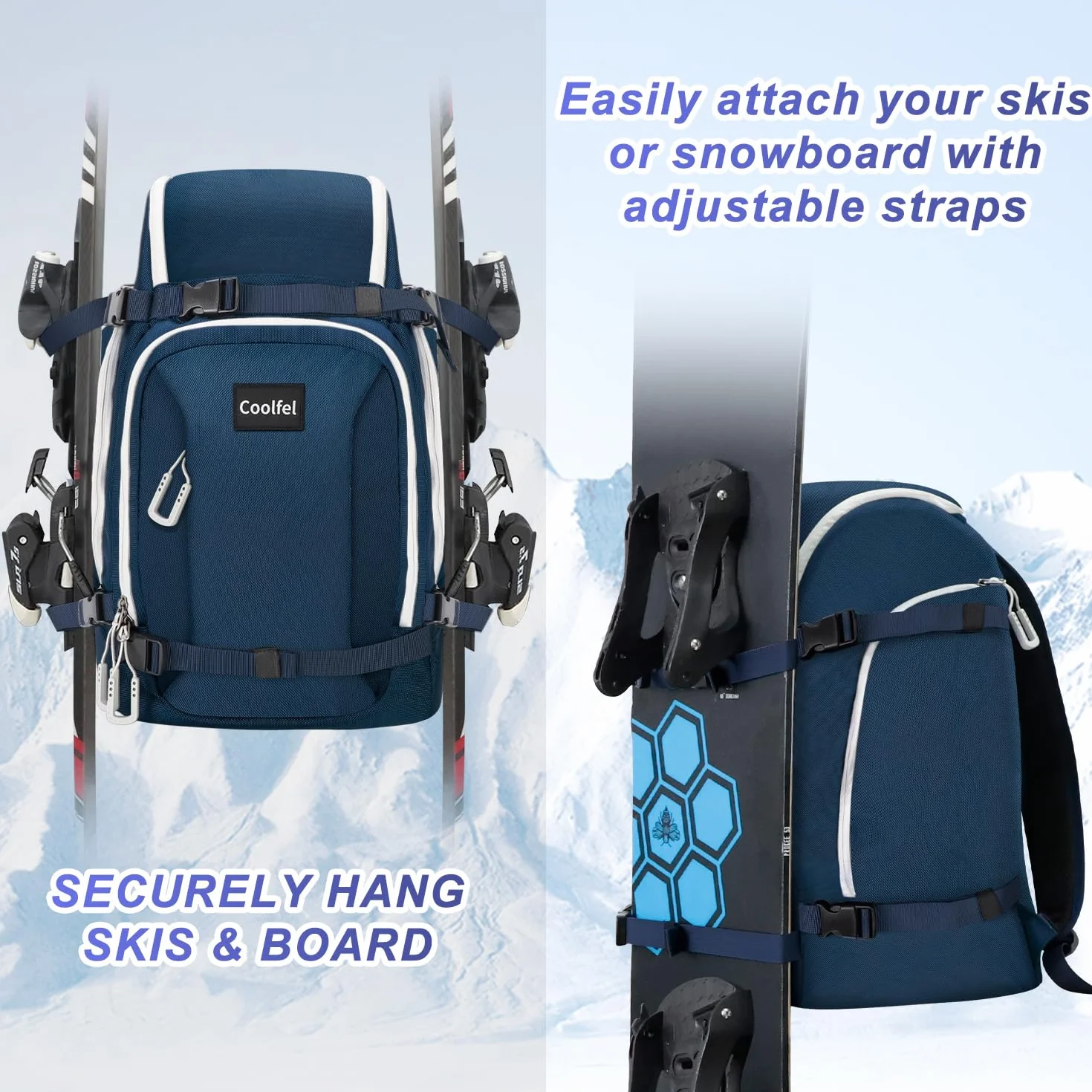 Mochila para Botas de Esquí 50L Impermeable Ligera con Compartimento para Casco
