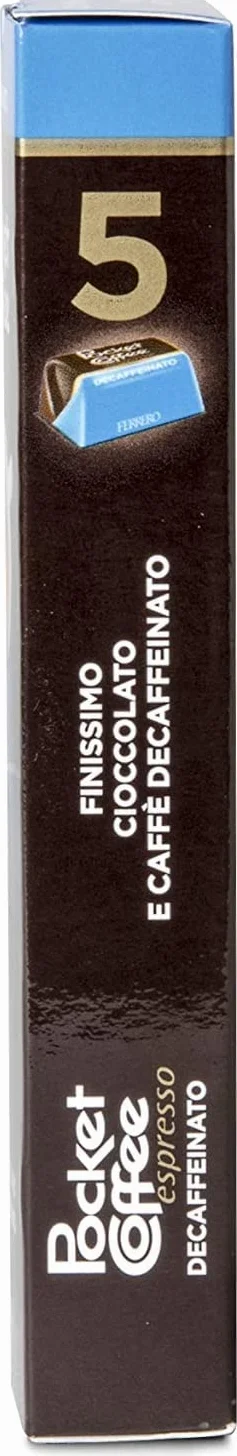 Pocket Coffee espresso - Café de café con líquido descafeinado DEK Espresso, leche fina y chocolate semiamargo, 5 bombones, 625 g