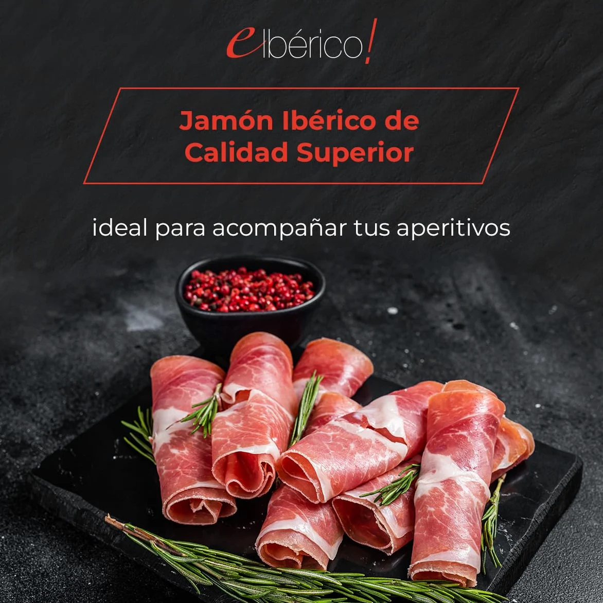 EIbérico - Jamón de Cebo Ibérico 50% Raza Ibérica – Loncheado al Vacío para Mayor Frescura – Sabor Tradicional y Gourmet – Producto Español (Pack 5 Sobres)