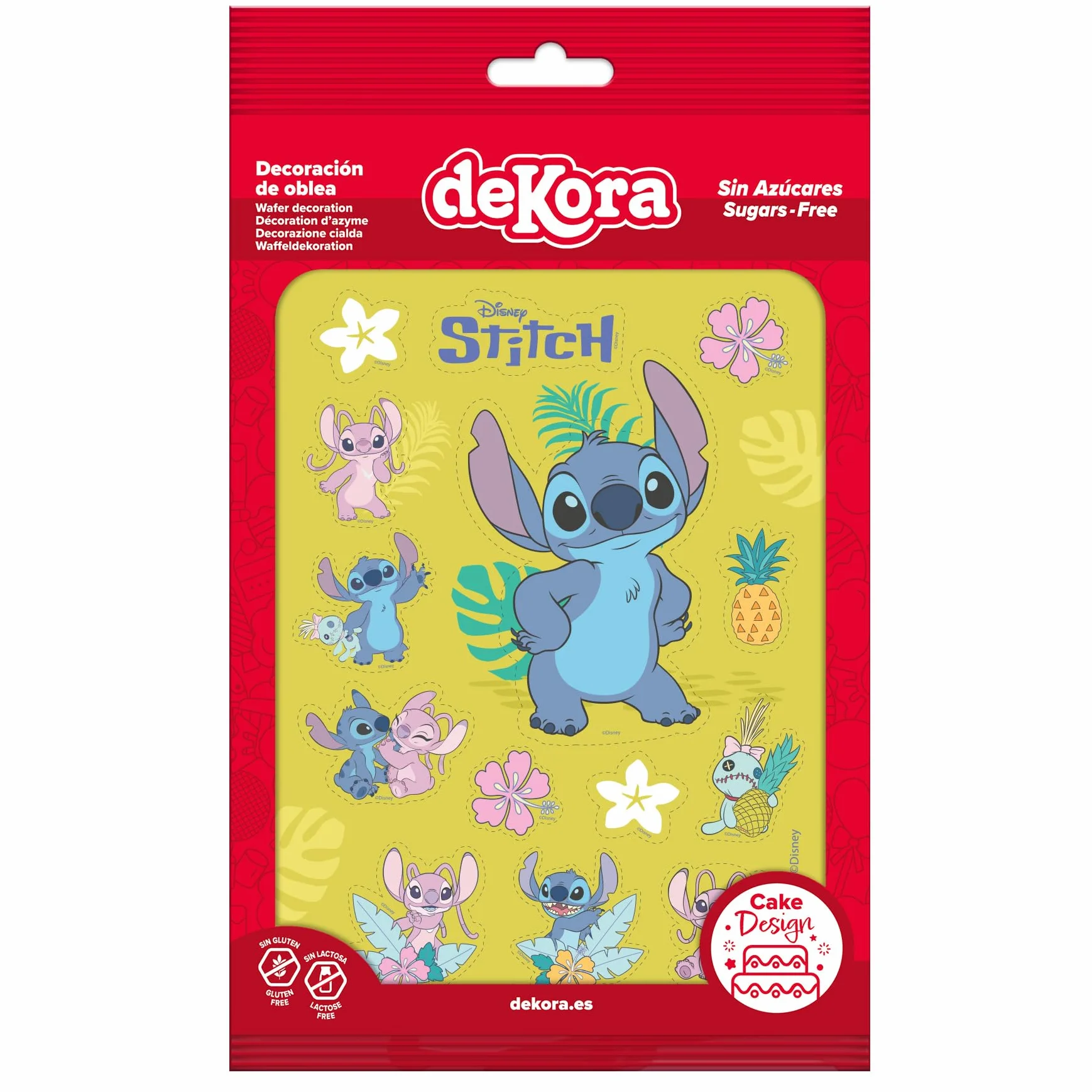 Dekora, Oblea Recortable Comestible Stitch, Decoración para Tarta de Cumpleaños Infantiles, Adornos para Pasteles, Cupcakes y Otros Postres