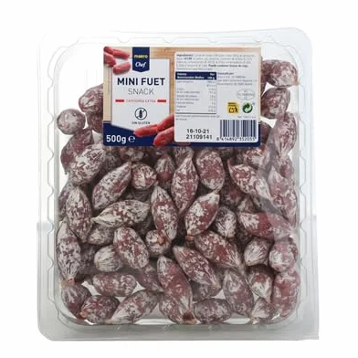 Mini Chorizo y Mini Fuet Snack Chef 500g Bandeja Aperitivos