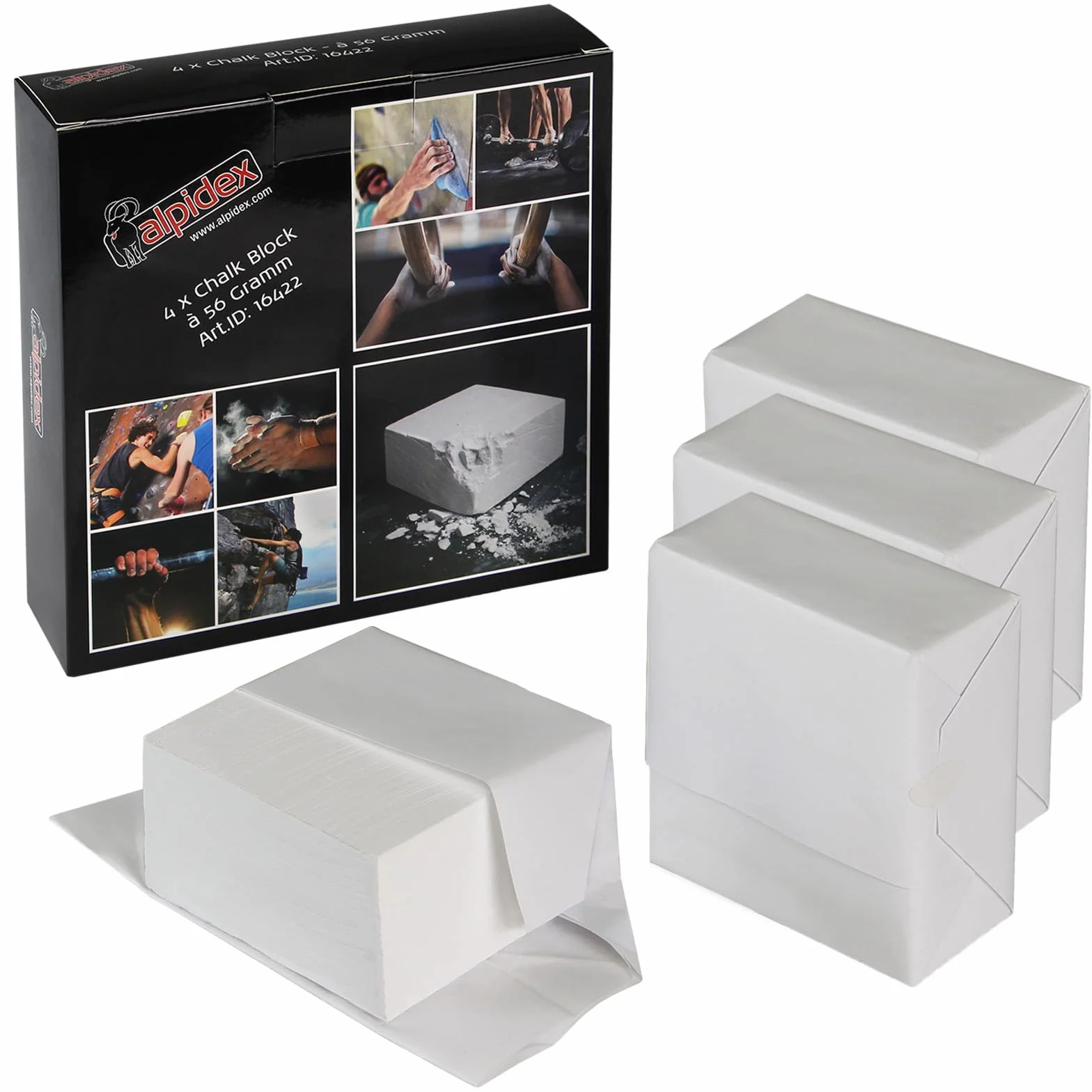 ALPIDEX 4 x Chalk Block 56 g Bloque De Tiza Magnesio Gimnasia Halterofilia