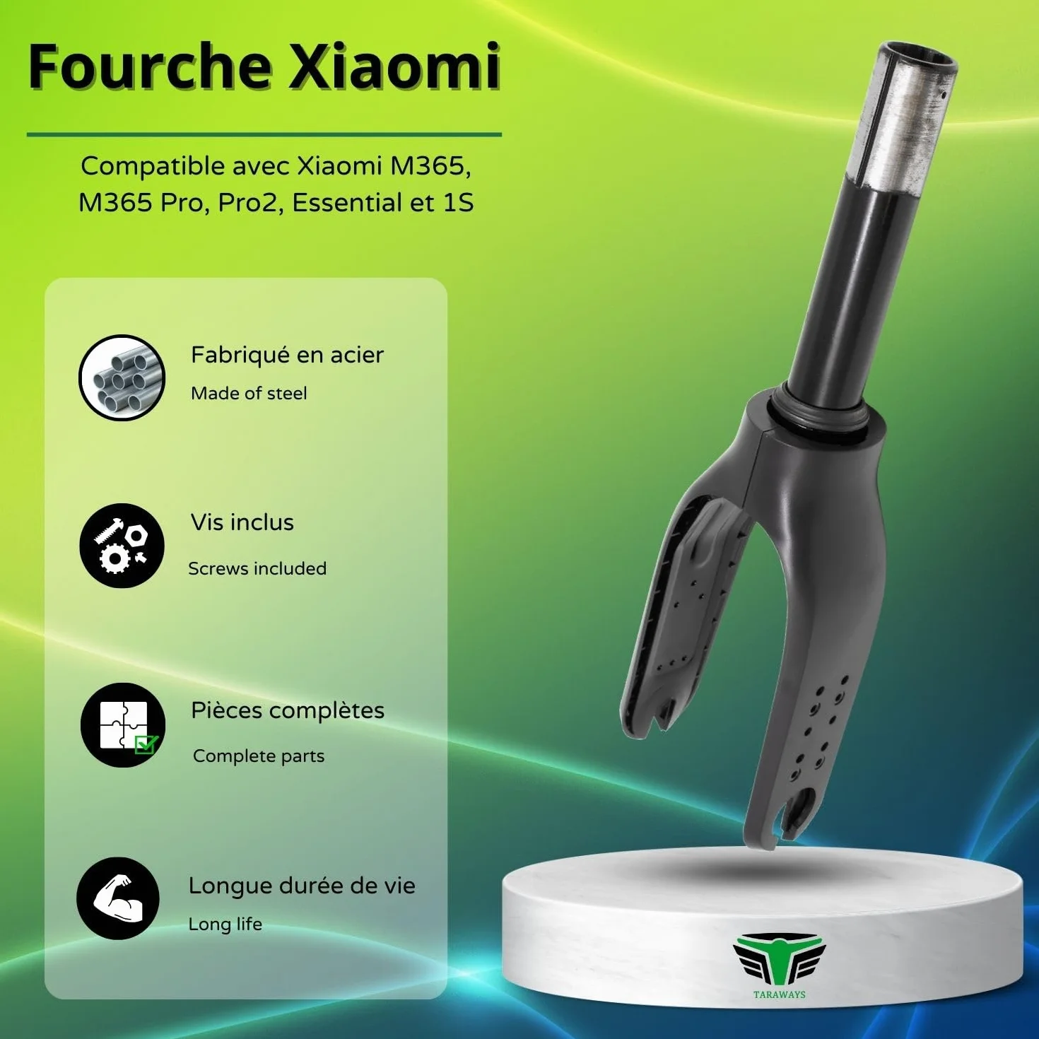 Xiaomi M365 M365 Pro Pro2 Essential 1S Horquilla delantera negra