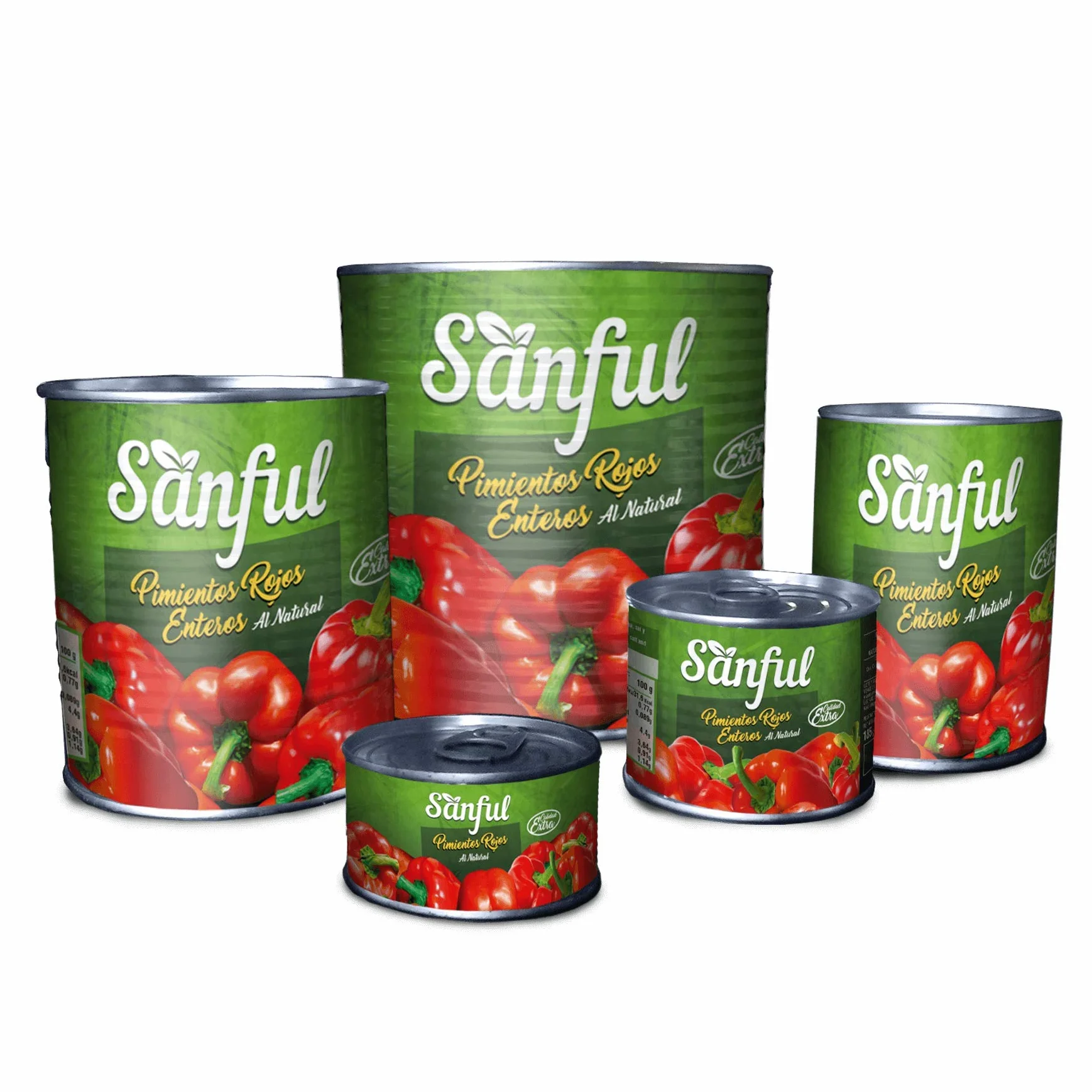 Pimientos rojos enteros al natural (390g) (pack 12 latas)